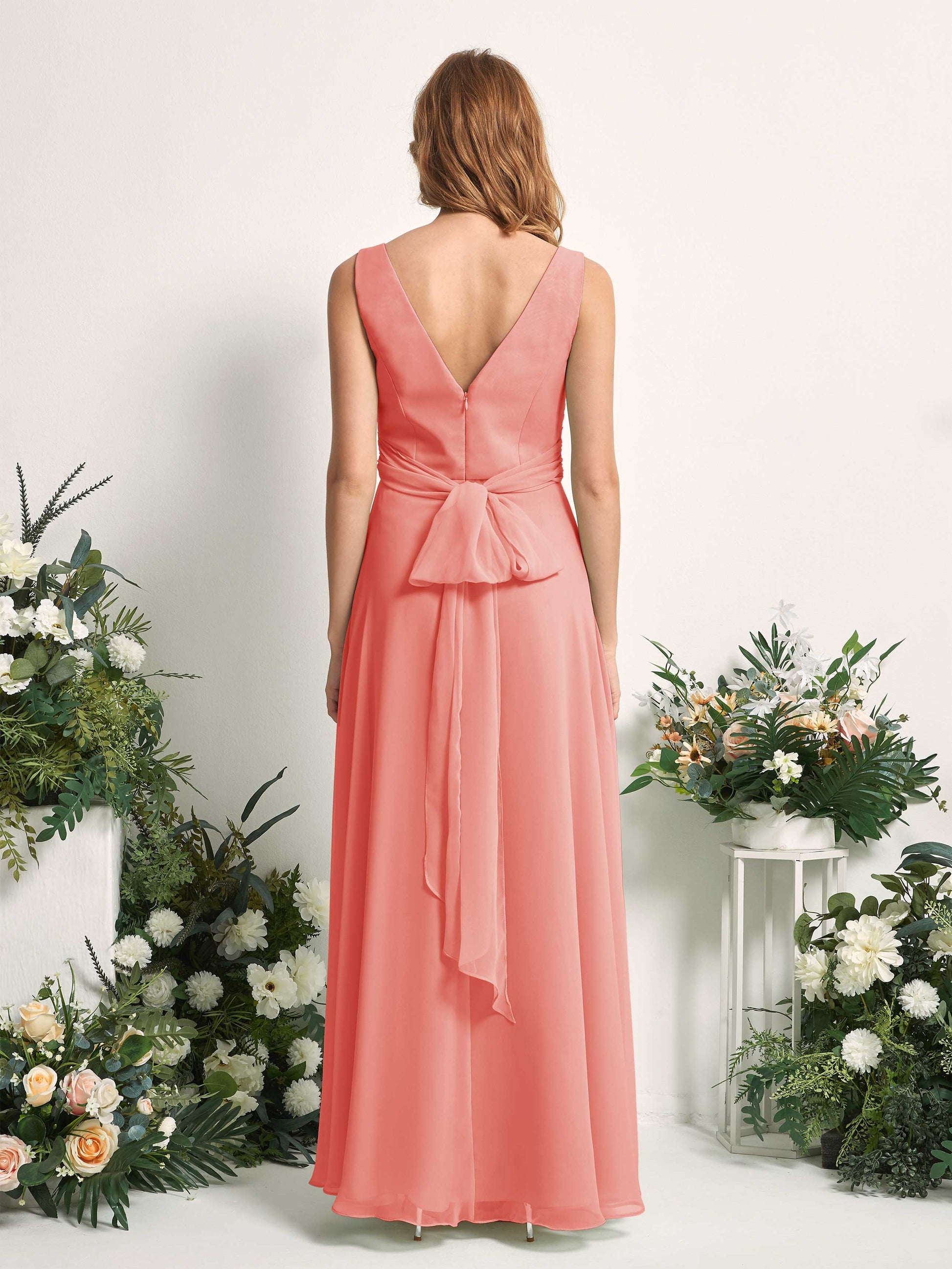 June Peach Pink Sleeveless Maxi Dress