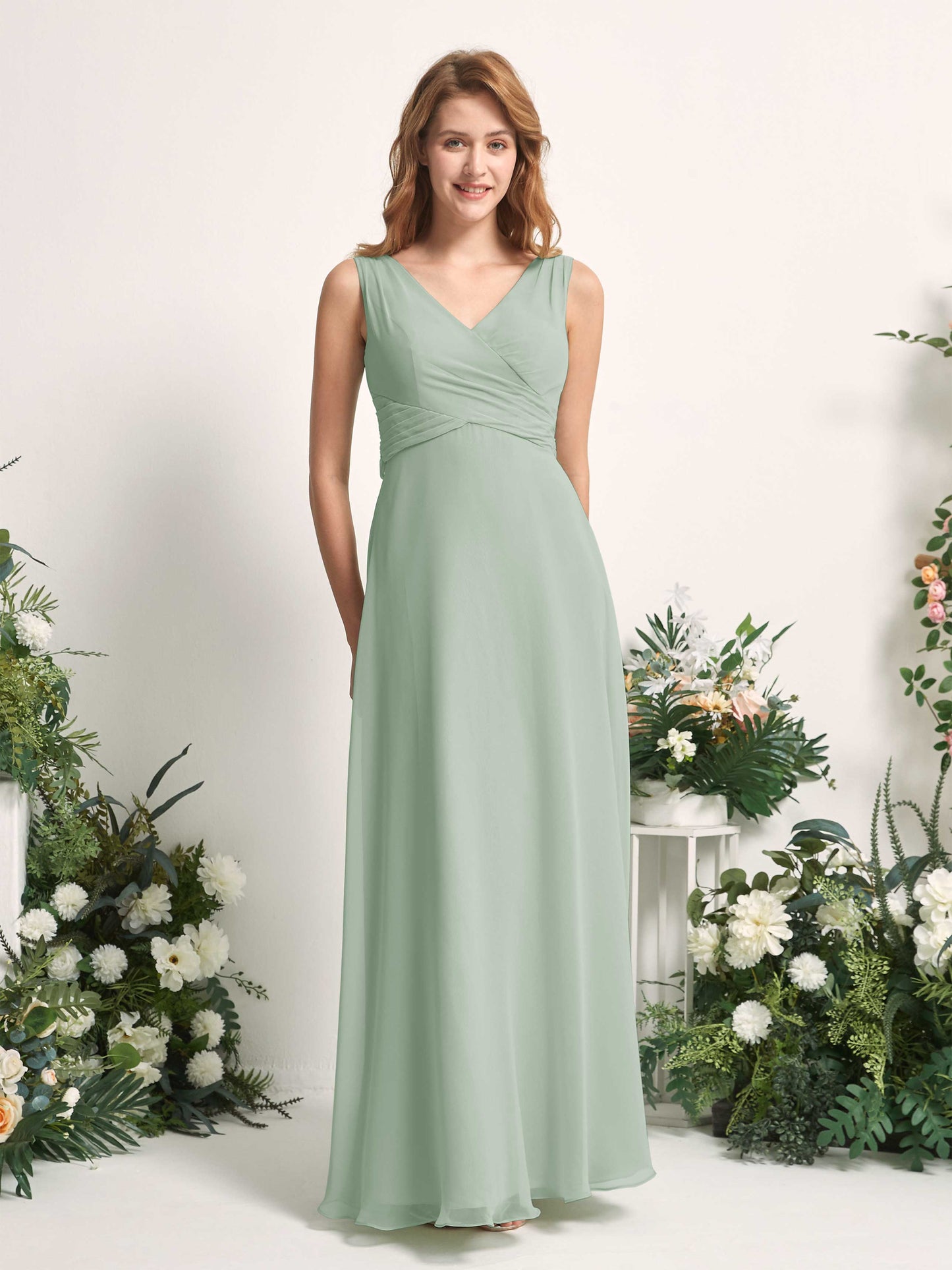 June Sage Green Sleeveless Maxi Dress