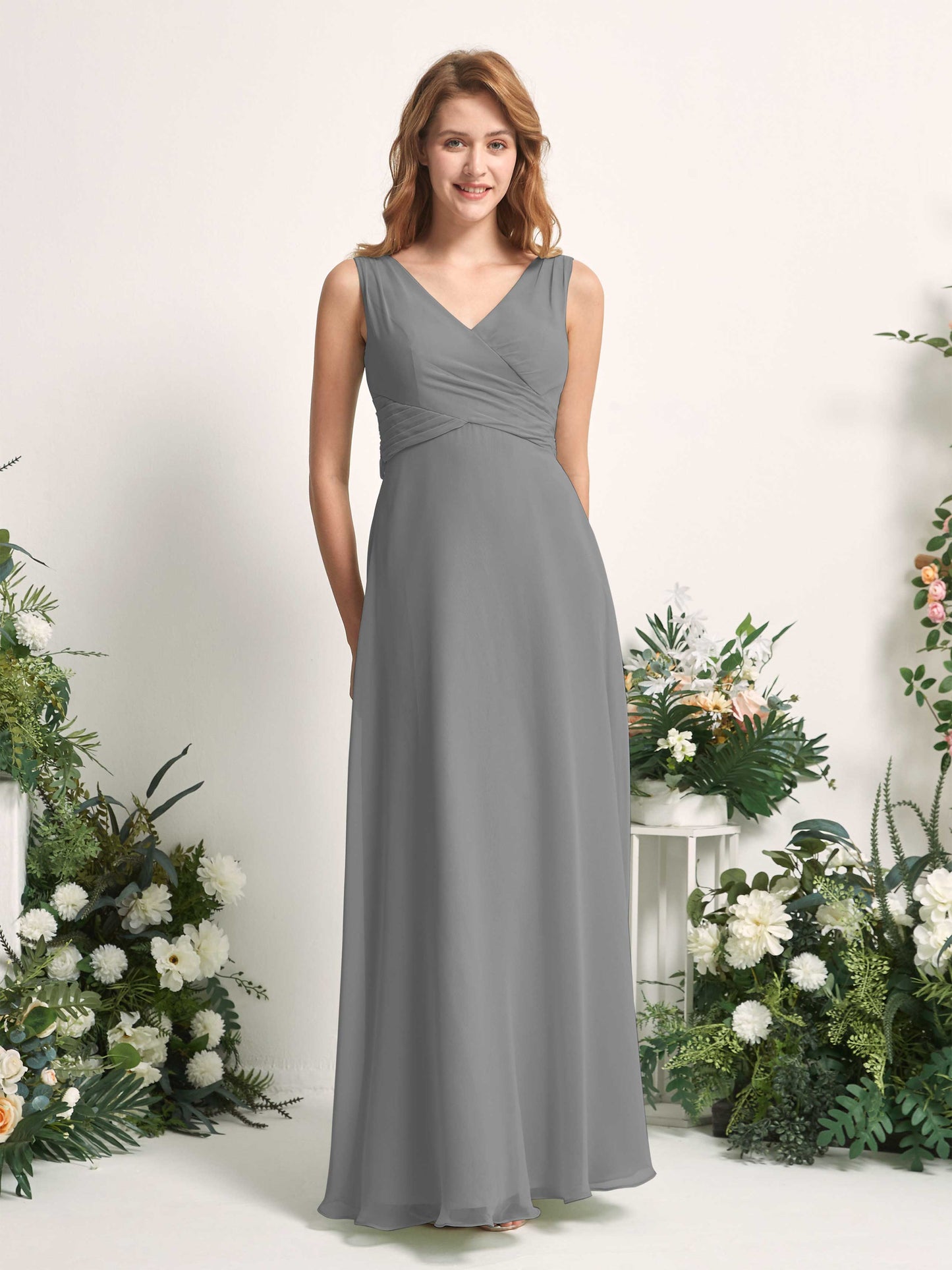 June Steel Gray Sleeveless Maxi Dress