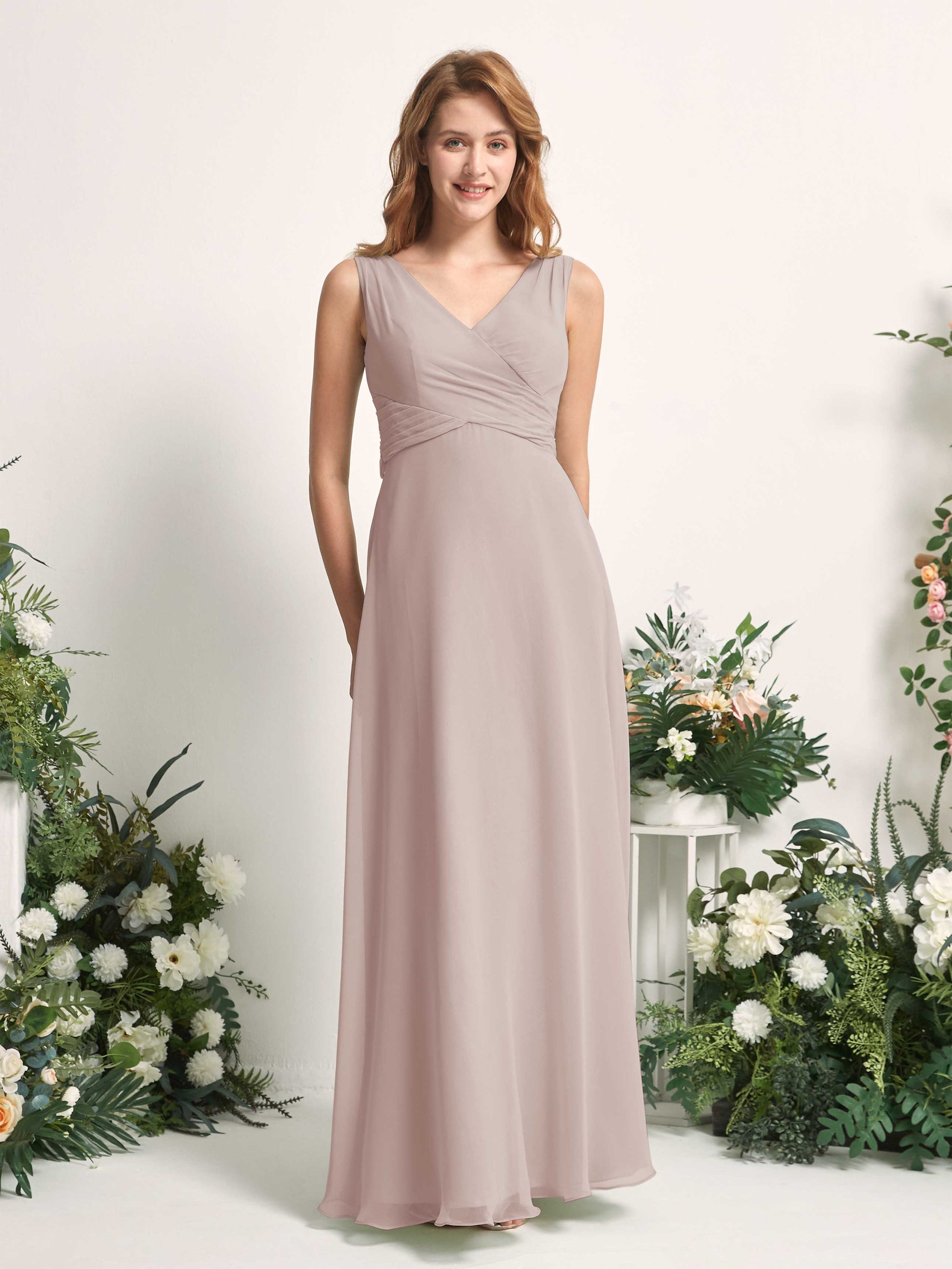 June Taupe Sleeveless Maxi Dress