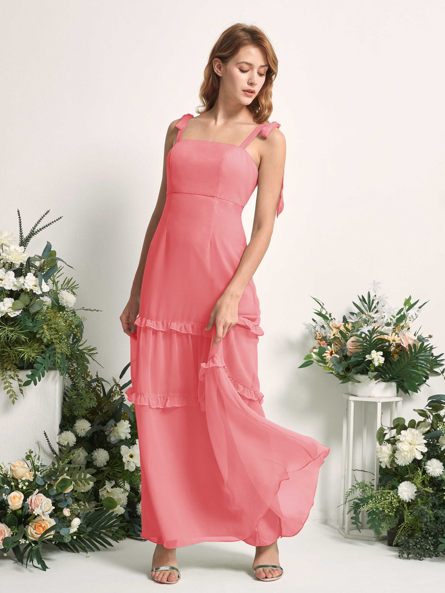 Kaiya Coral Pink Sleeveless Maxi Dress