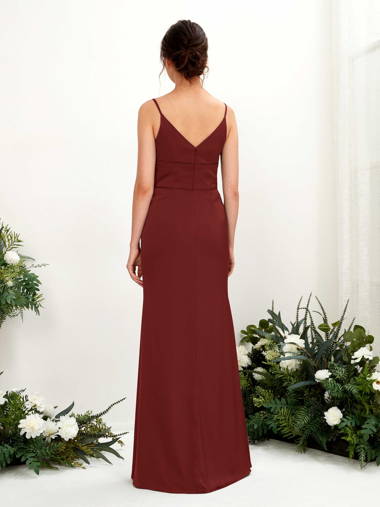 Kama Burgundy Satin Sleeveless Maxi Dress