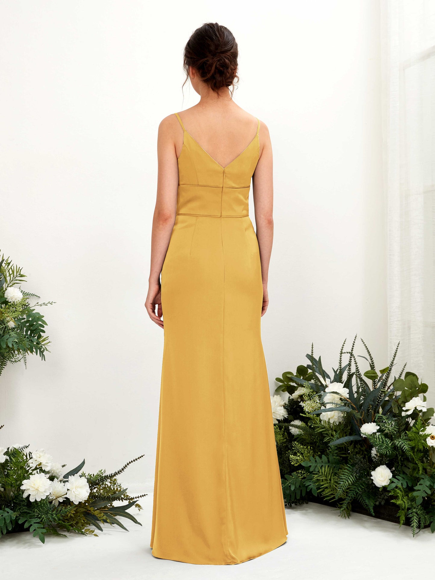 Kama Canary Satin Sleeveless Maxi Dress