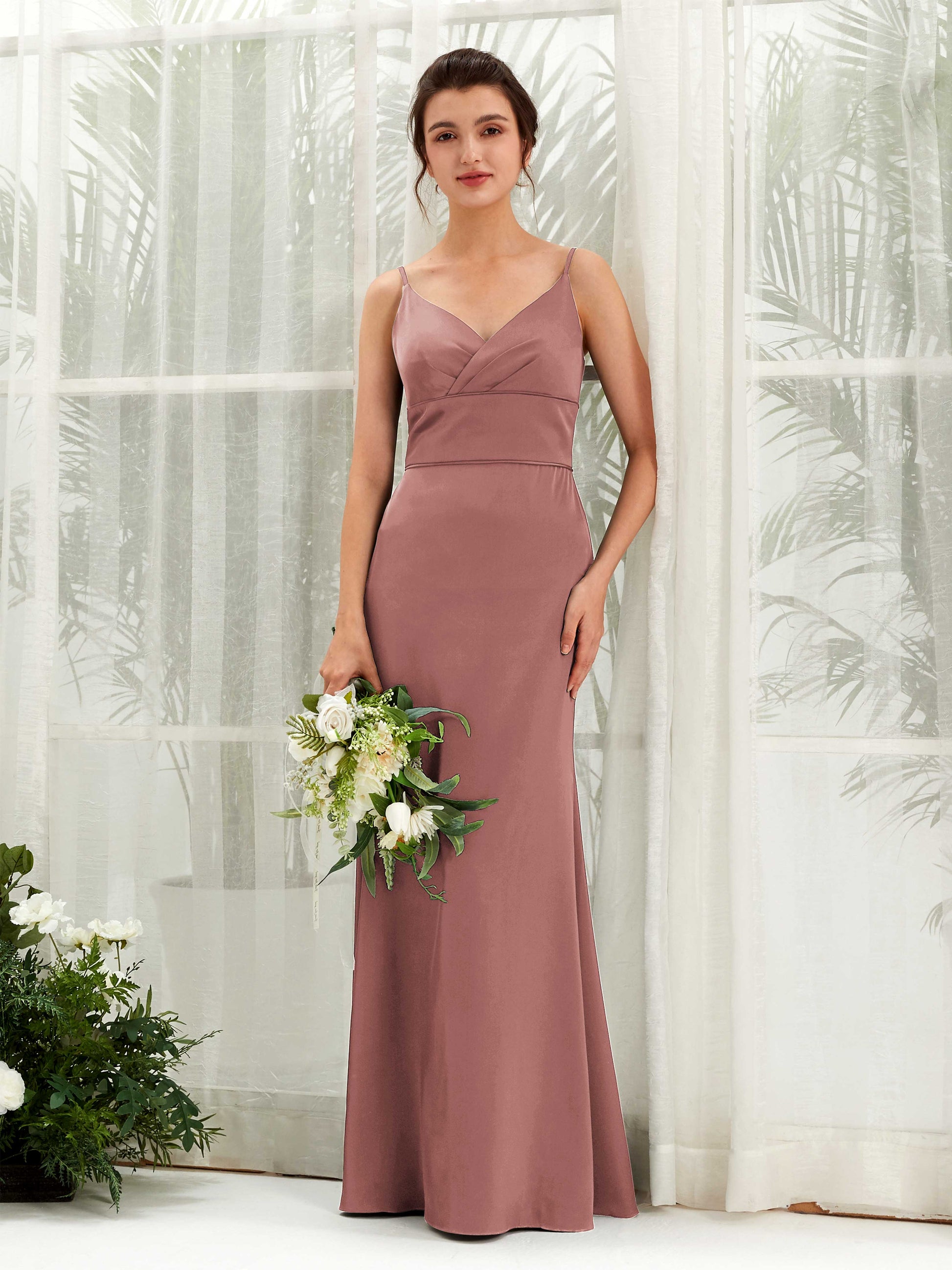 Kama Desert Rose Satin Sleeveless Maxi Dress