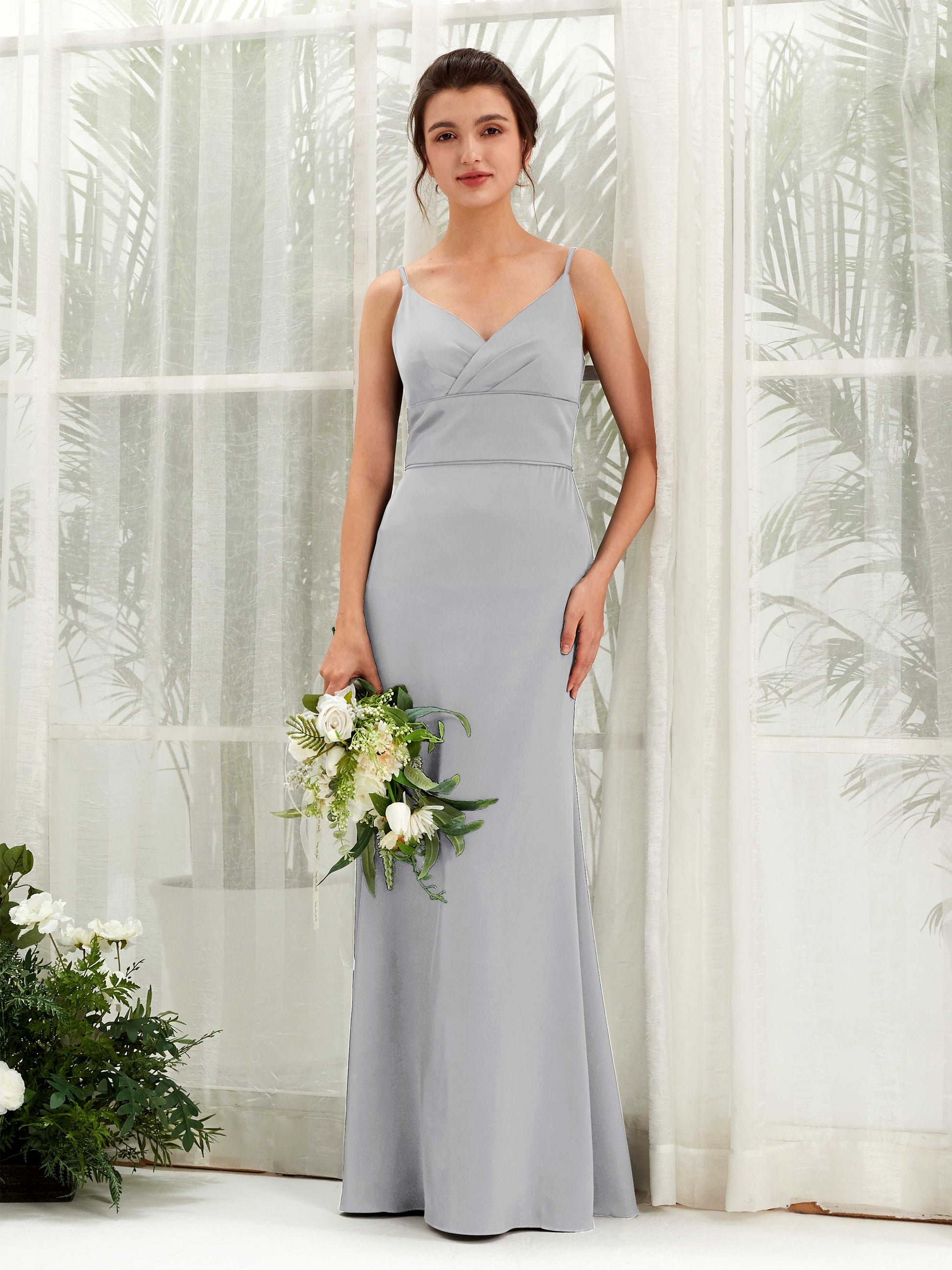 Kama Dove Satin Sleeveless Maxi Dress