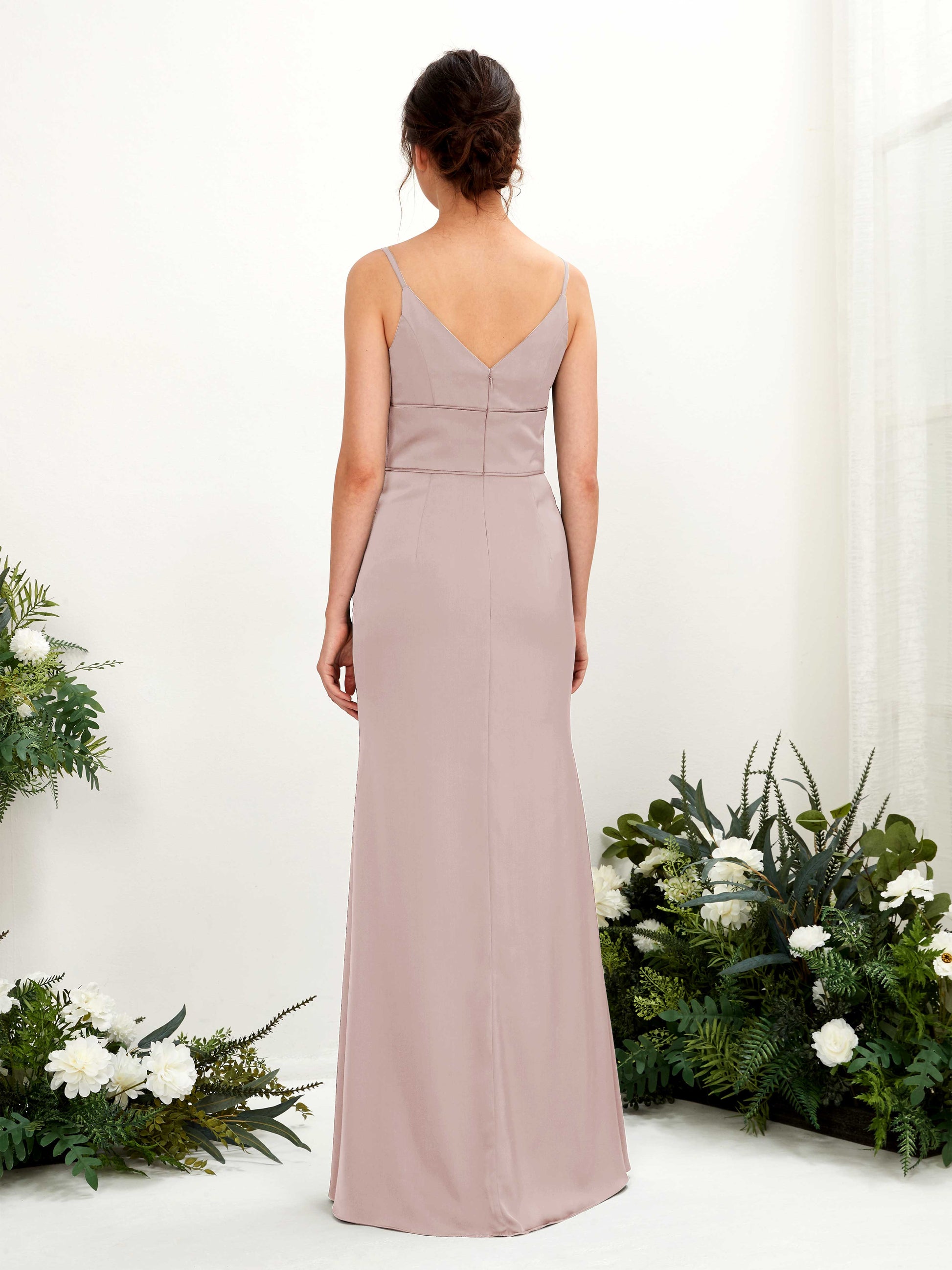 Kama Dusty Rose Satin Sleeveless Maxi Dress