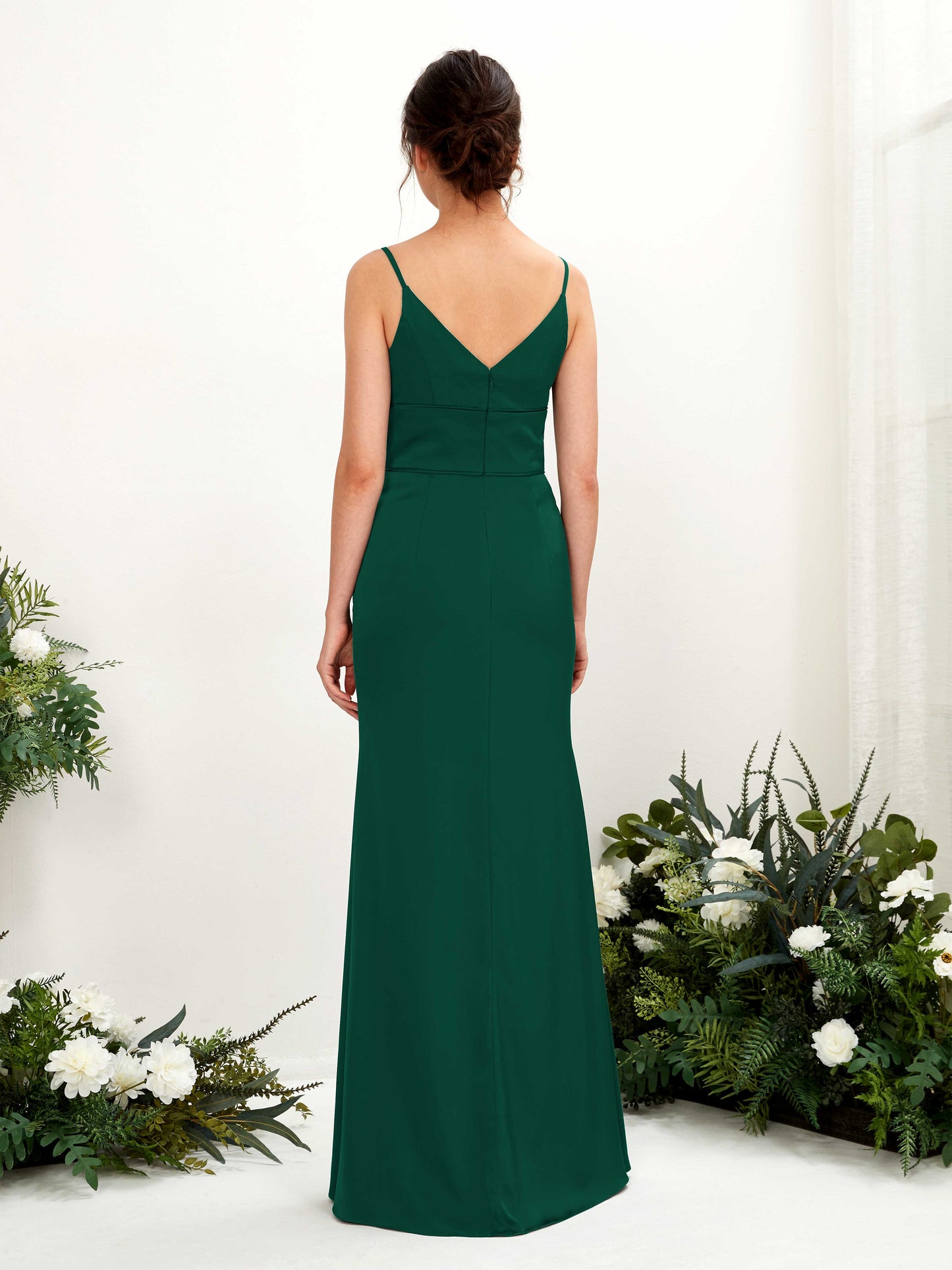 Kama Hunter Green Satin Sleeveless Maxi Dress