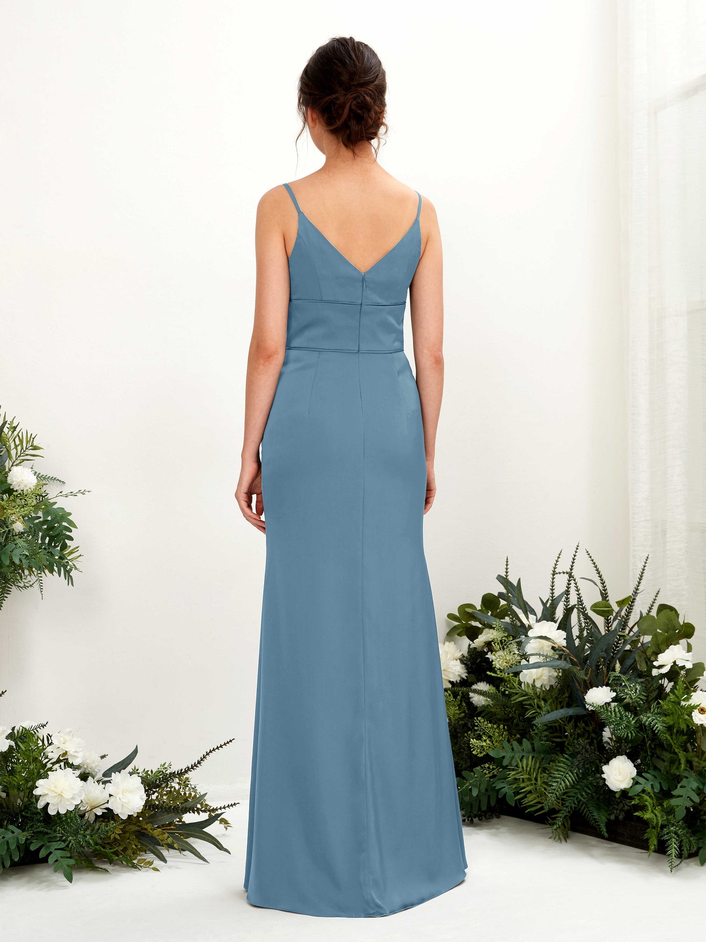 Kama Ink blue Satin Sleeveless Maxi Dress