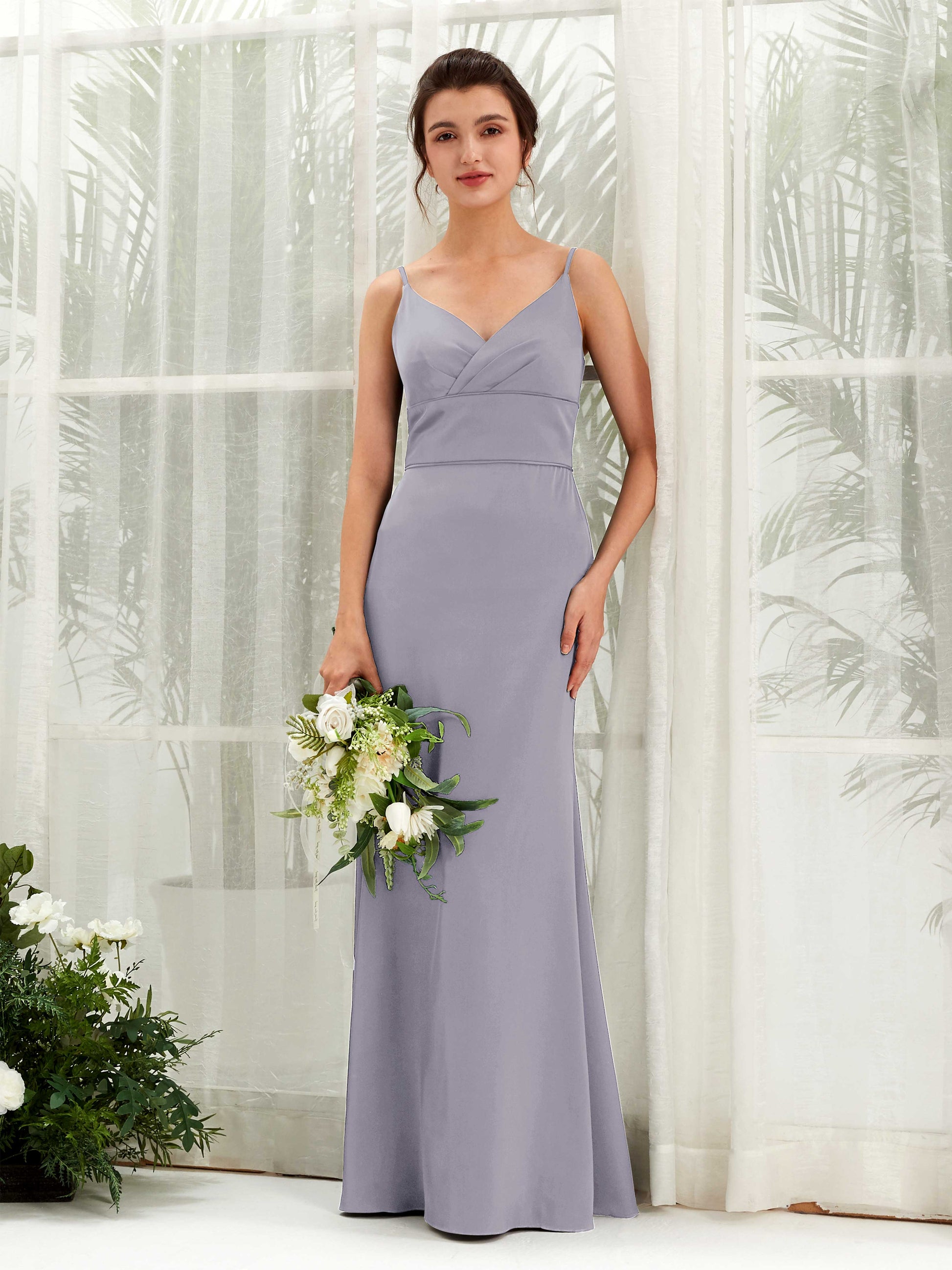 Kama Purple Haze Satin Sleeveless Maxi Dress