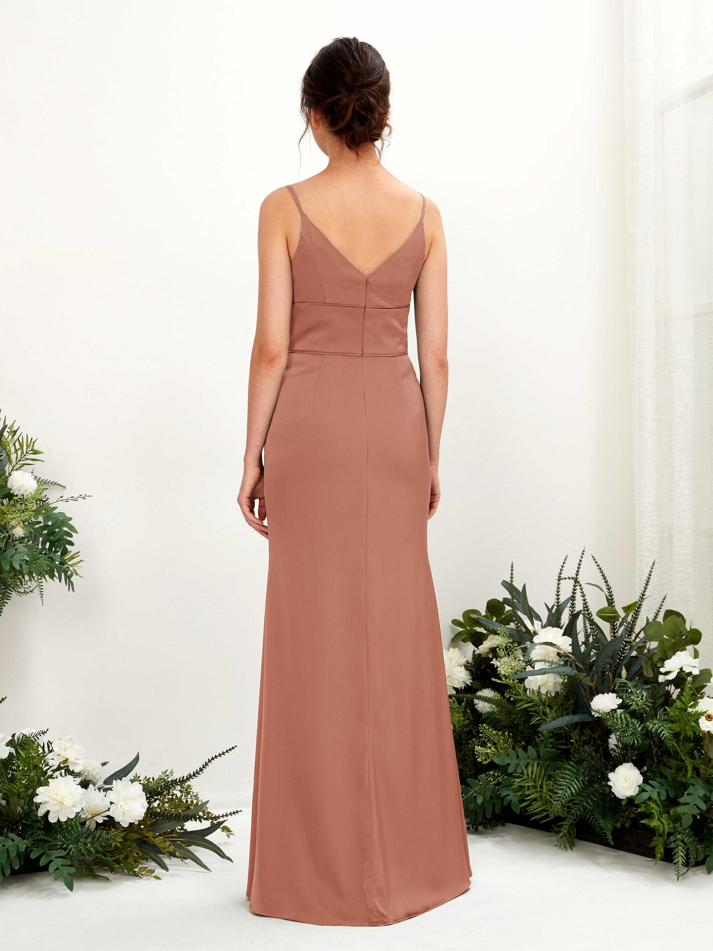 Kama Raw Sienna Satin Sleeveless Maxi Dress