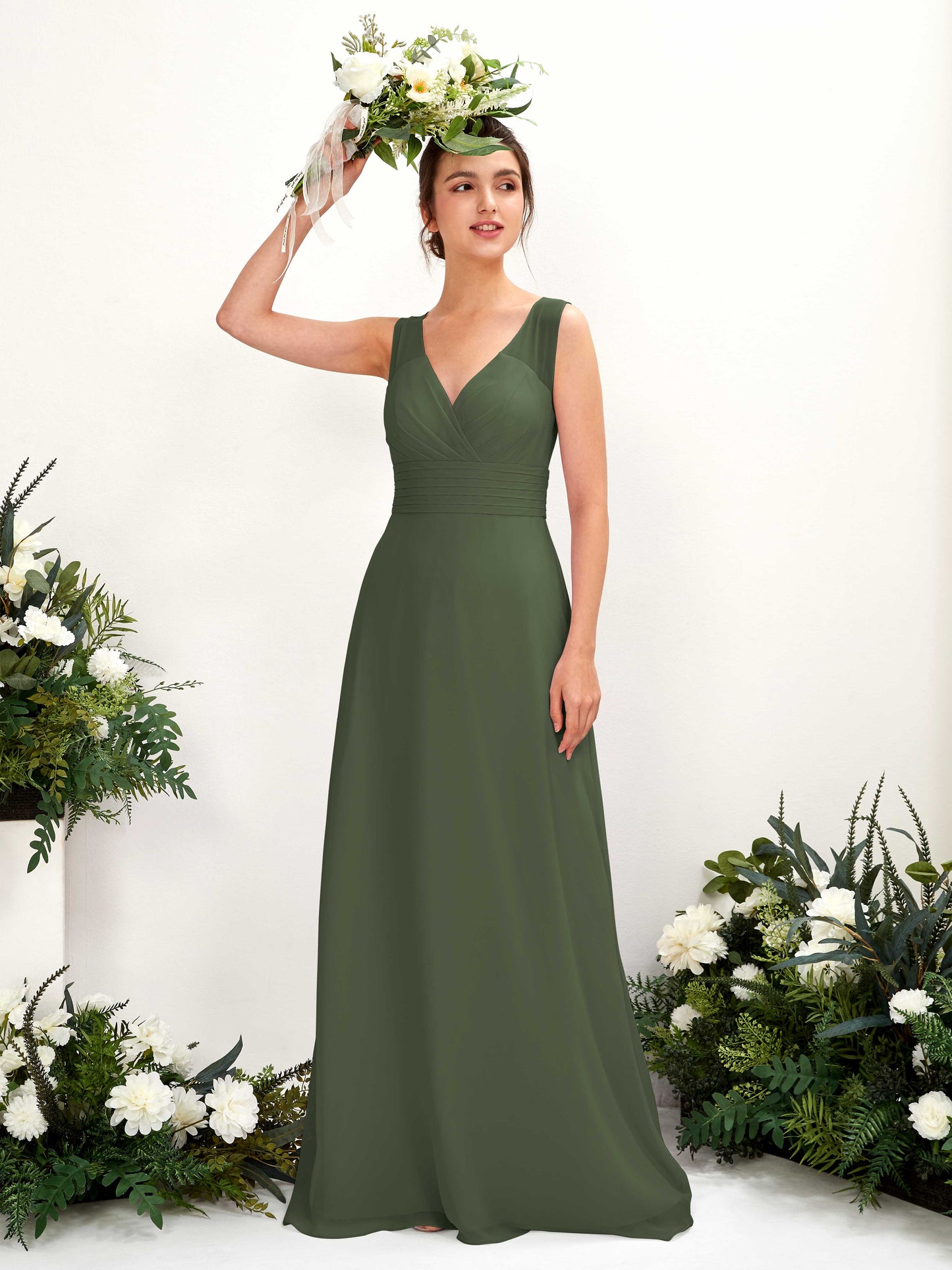 Karen Martini Olive Sleeveless Maxi Dress