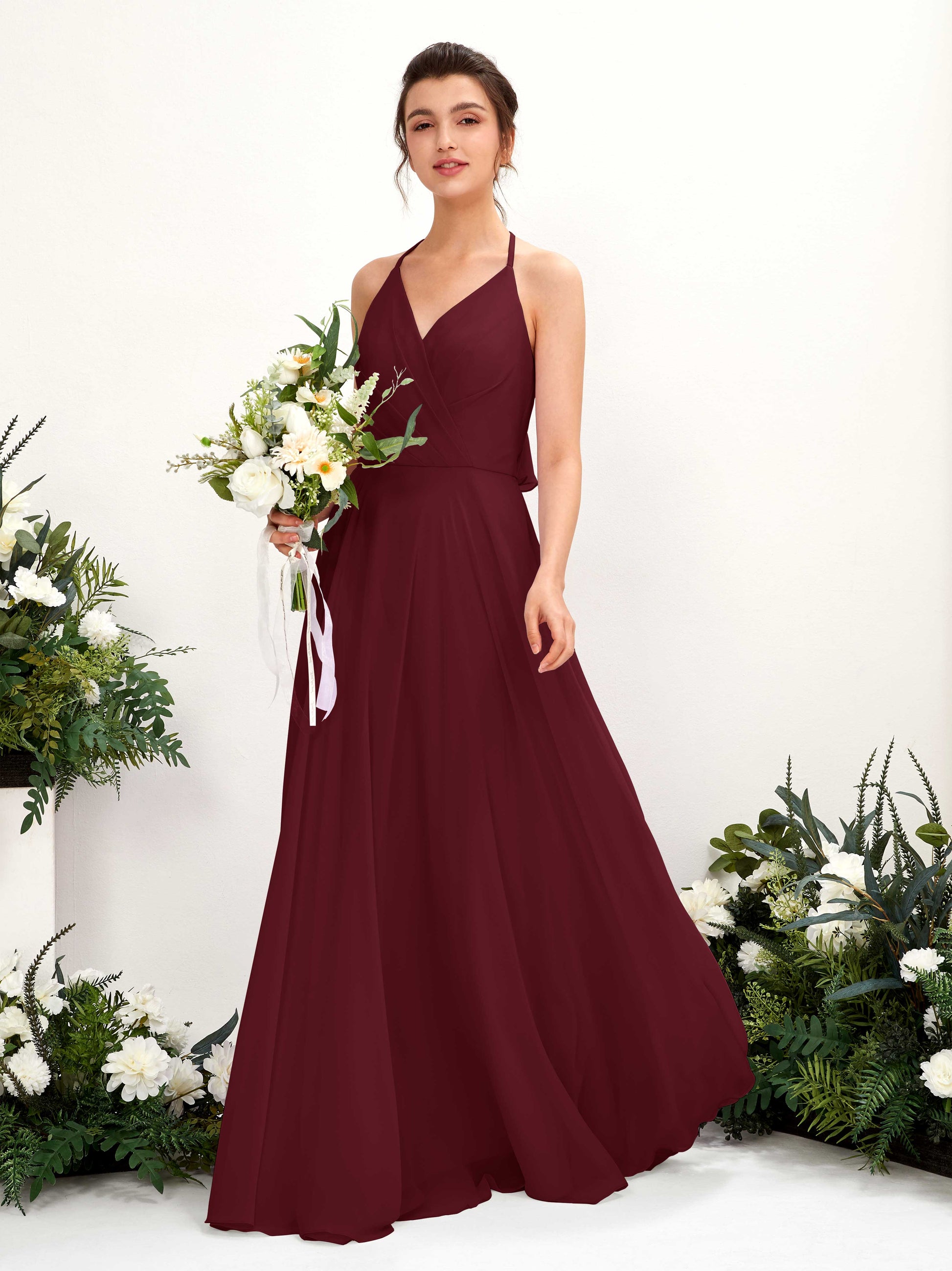 Launo Burgundy Sleeveless Maxi Dress