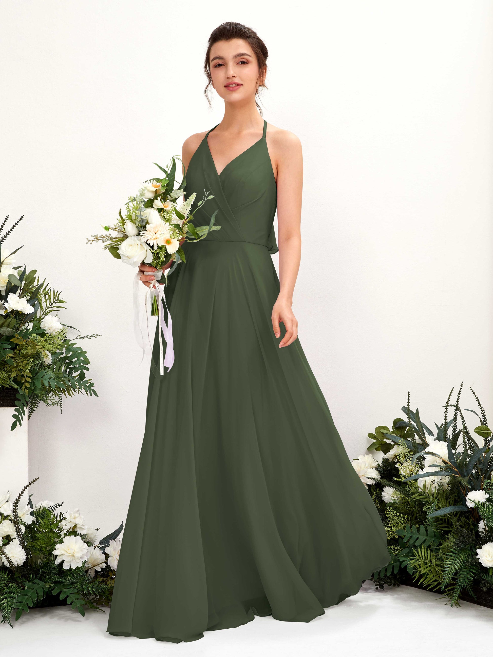 Launo Martini Olive Sleeveless Maxi Dress