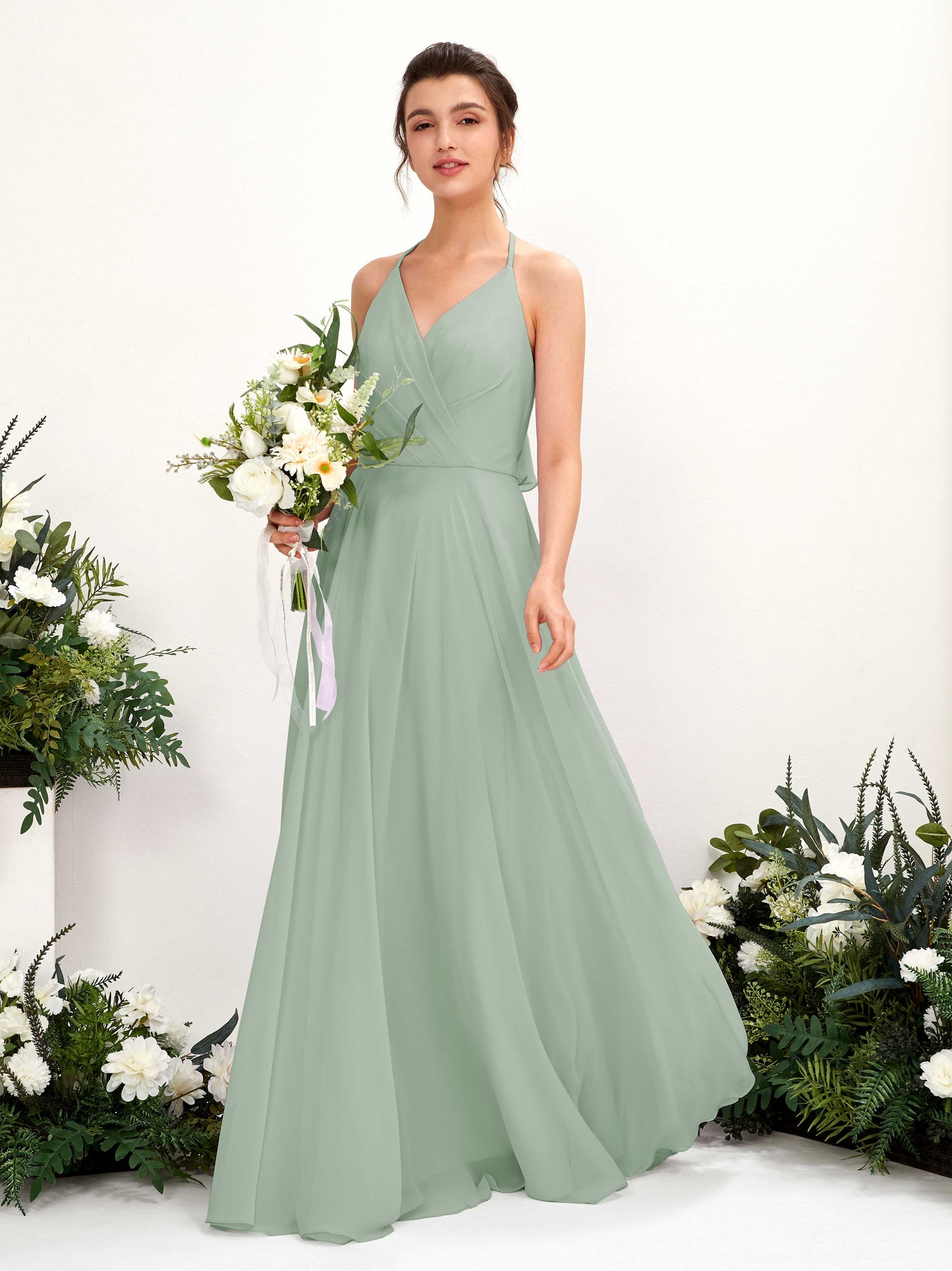 Launo Sage Green Sleeveless Maxi Dress