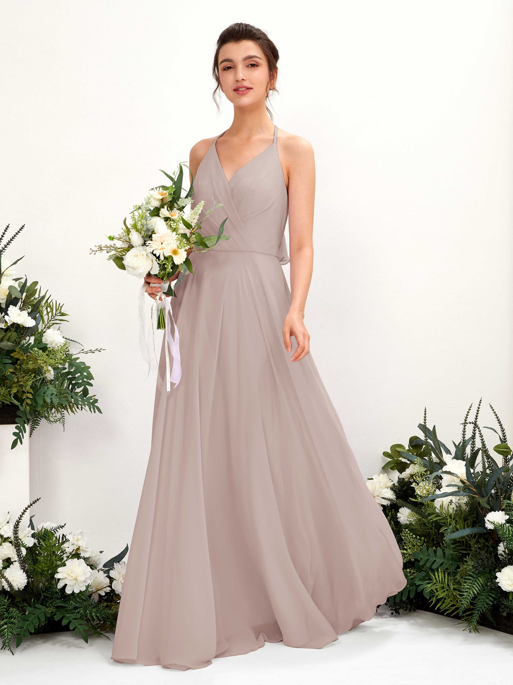 Launo Taupe Sleeveless Maxi Dress