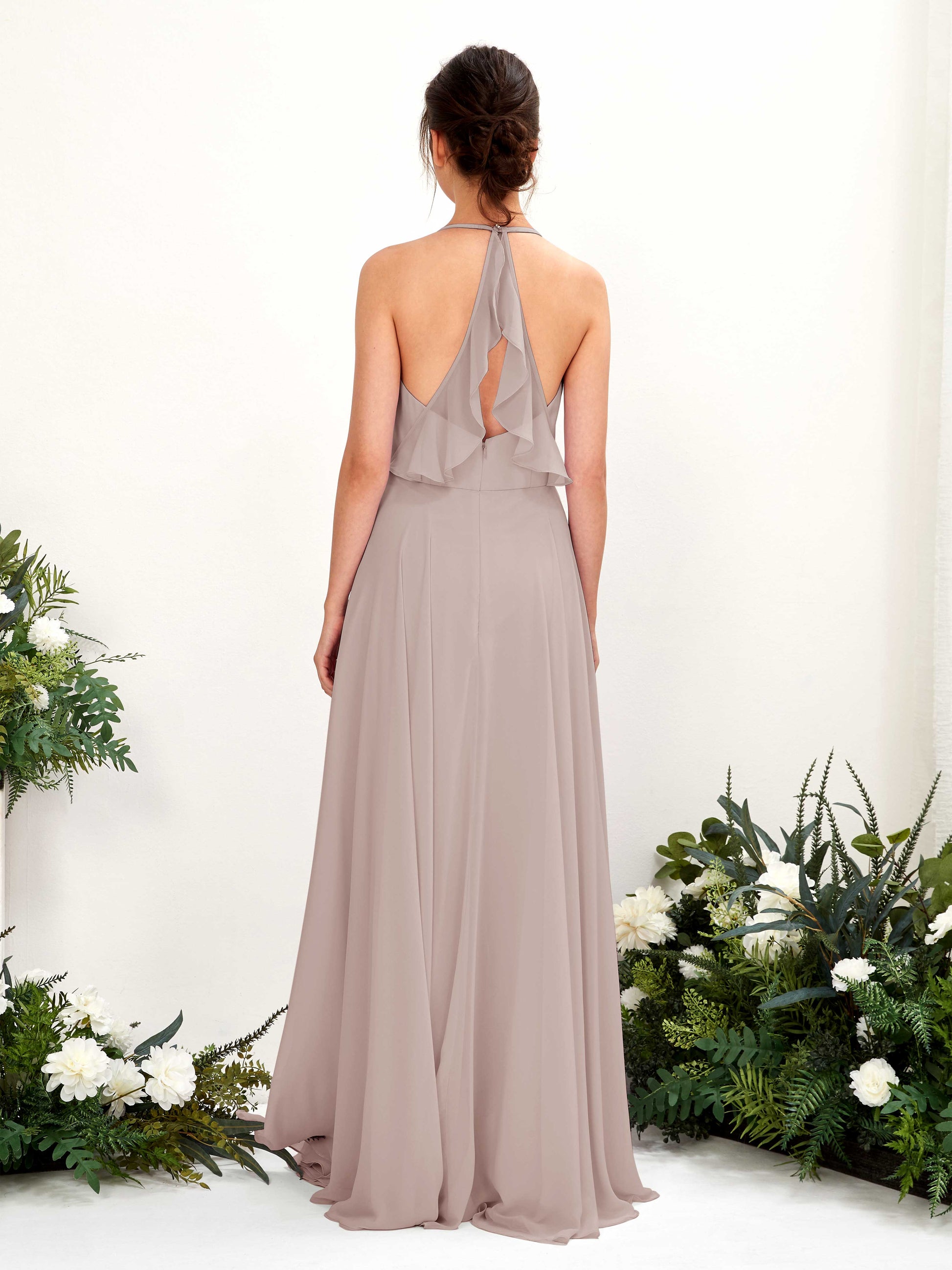 Launo Taupe Sleeveless Maxi Dress