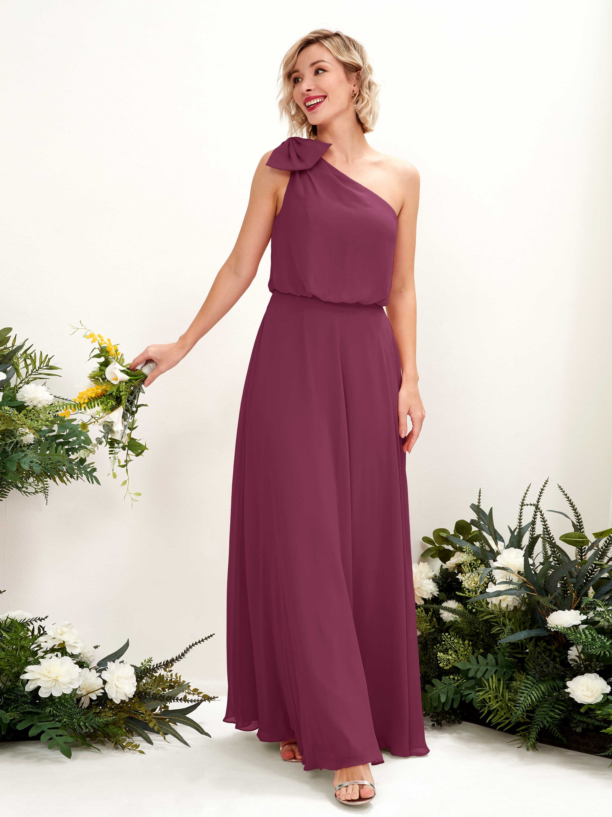 Laurel Chianti One Shoulder Maxi Dress