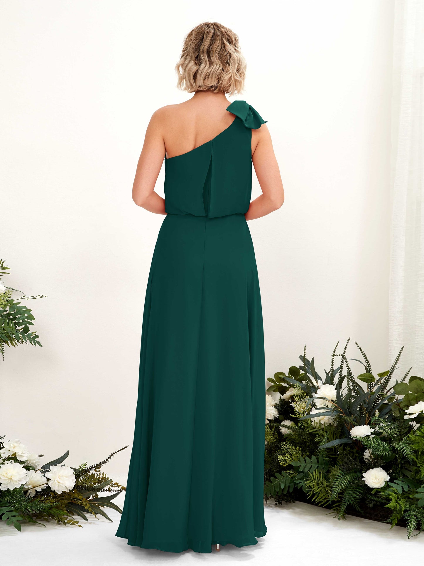 Laurel Dark Emerald One Shoulder Maxi Dress