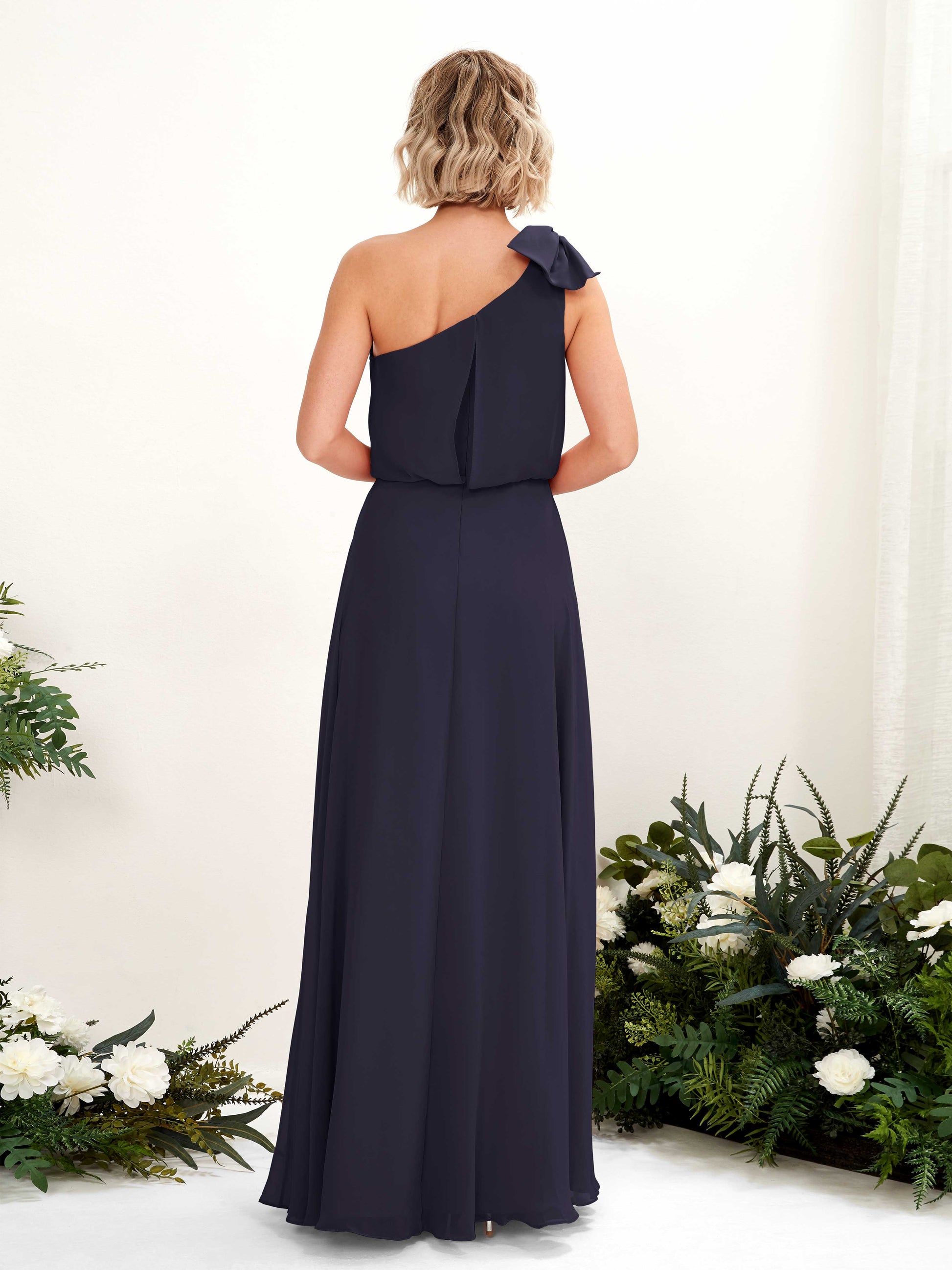 Laurel Dark Navy One Shoulder Maxi Dress