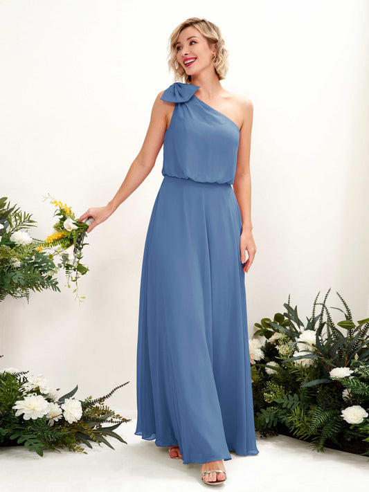 Laurel Dusty Blue One Shoulder Maxi Dress