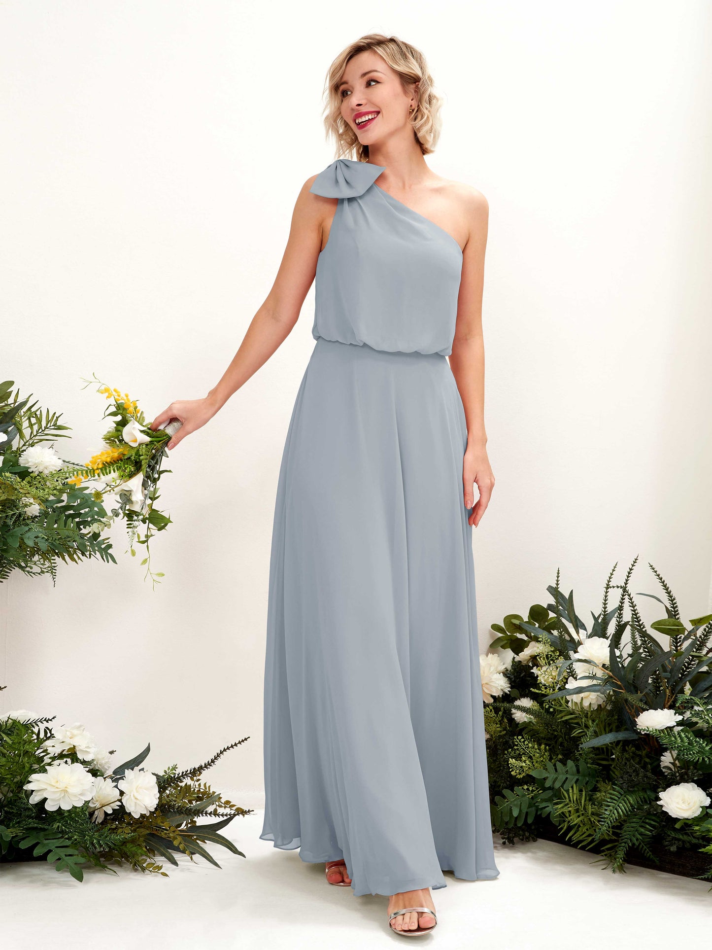 Laurel Dusty Blue-Upgrade One Shoulder Maxi Dress