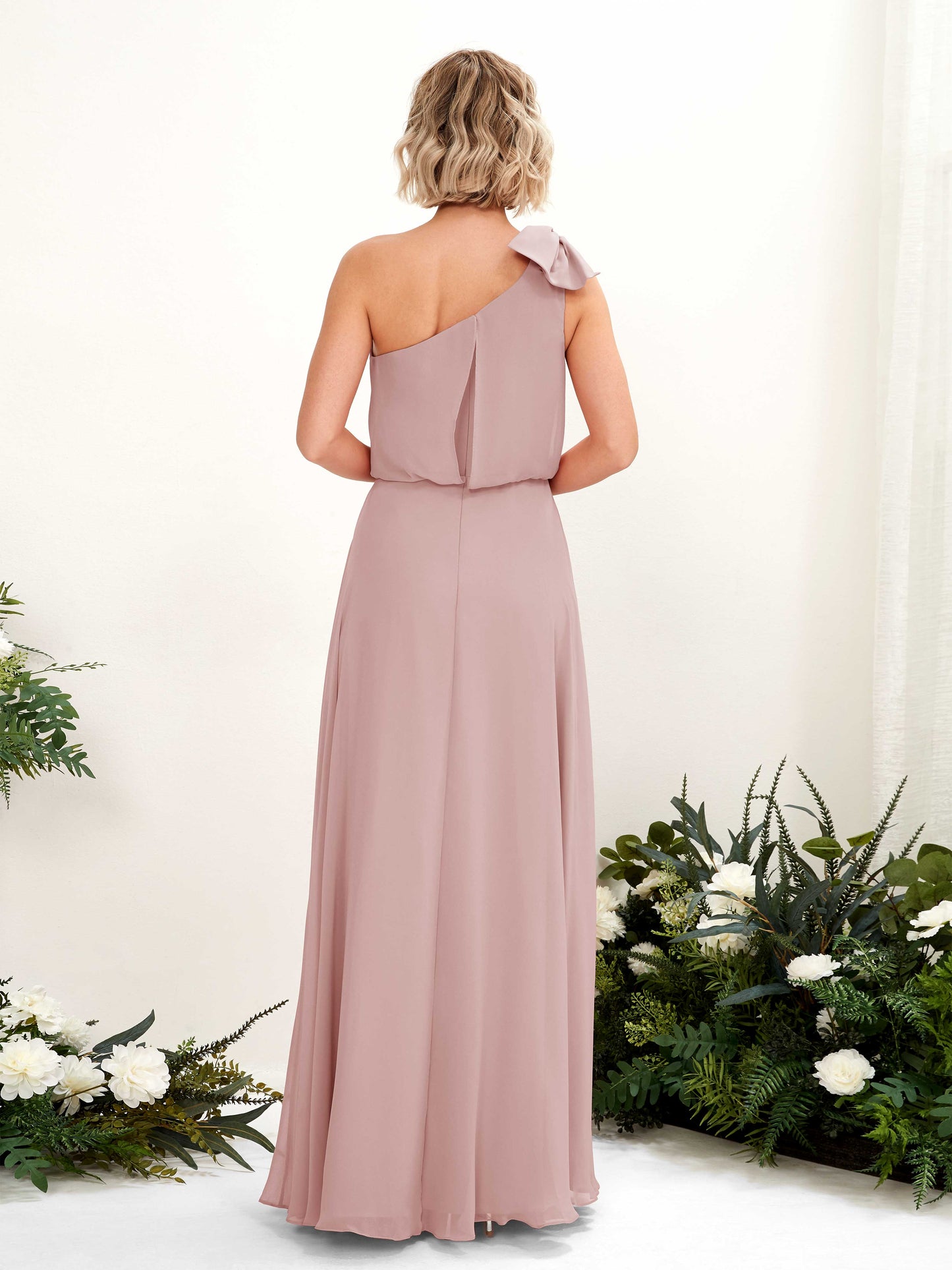 Laurel Dusty Rose One Shoulder Maxi Dress