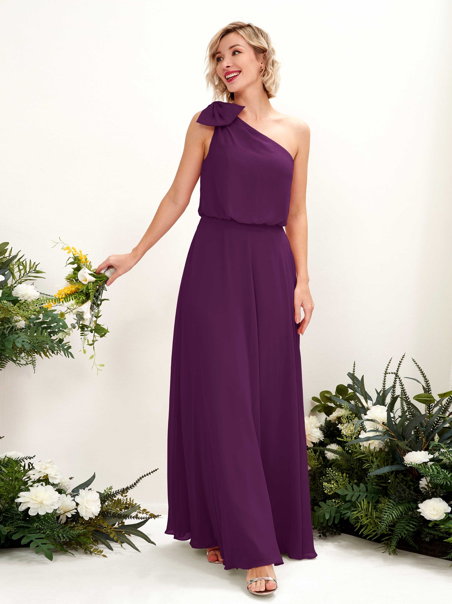 Laurel Grape One Shoulder Maxi Dress