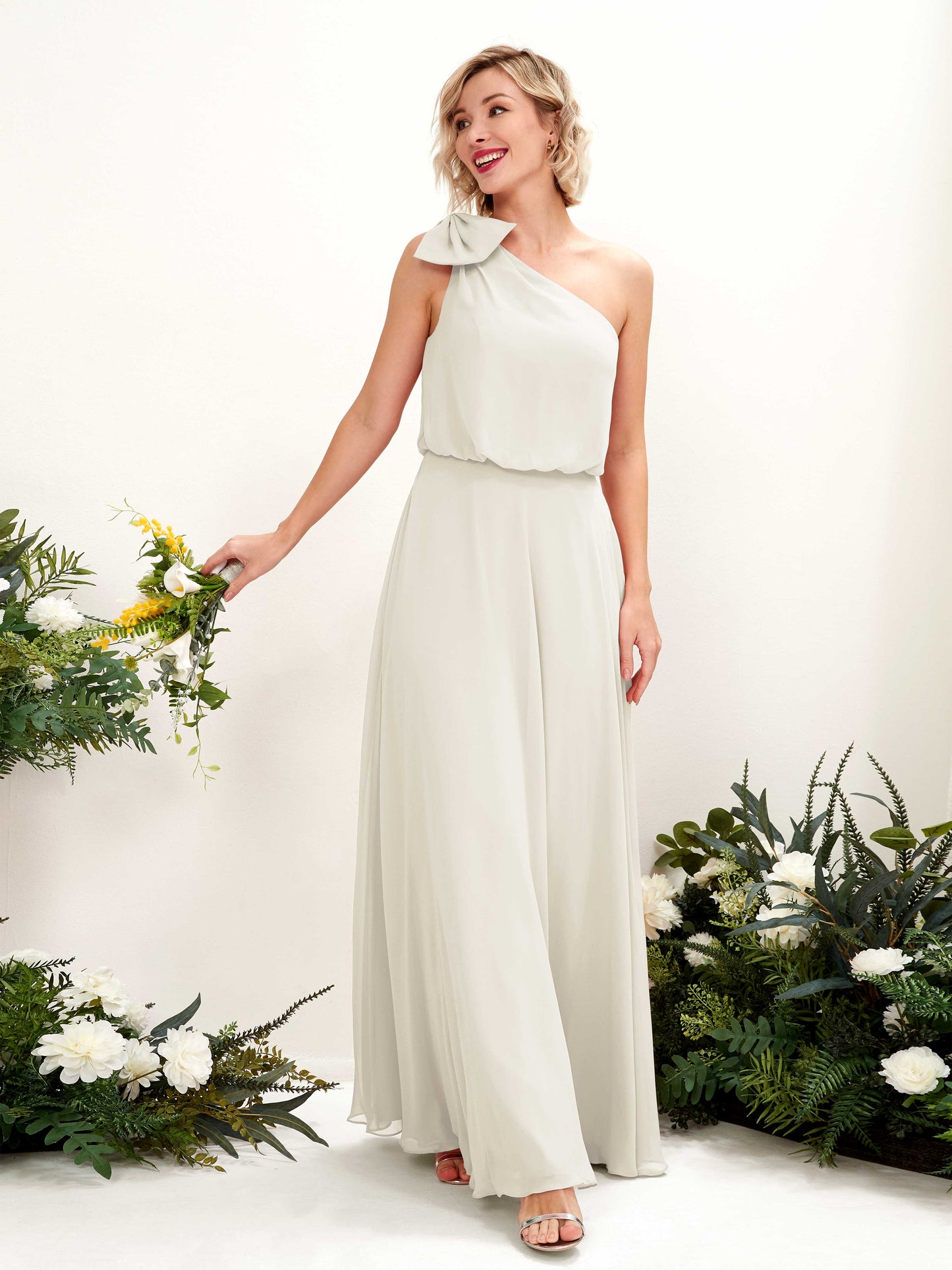 Laurel Ivory One Shoulder Maxi Dress