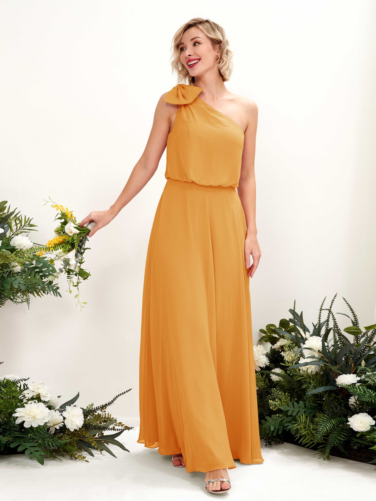 Laurel Mango One Shoulder Maxi Dress