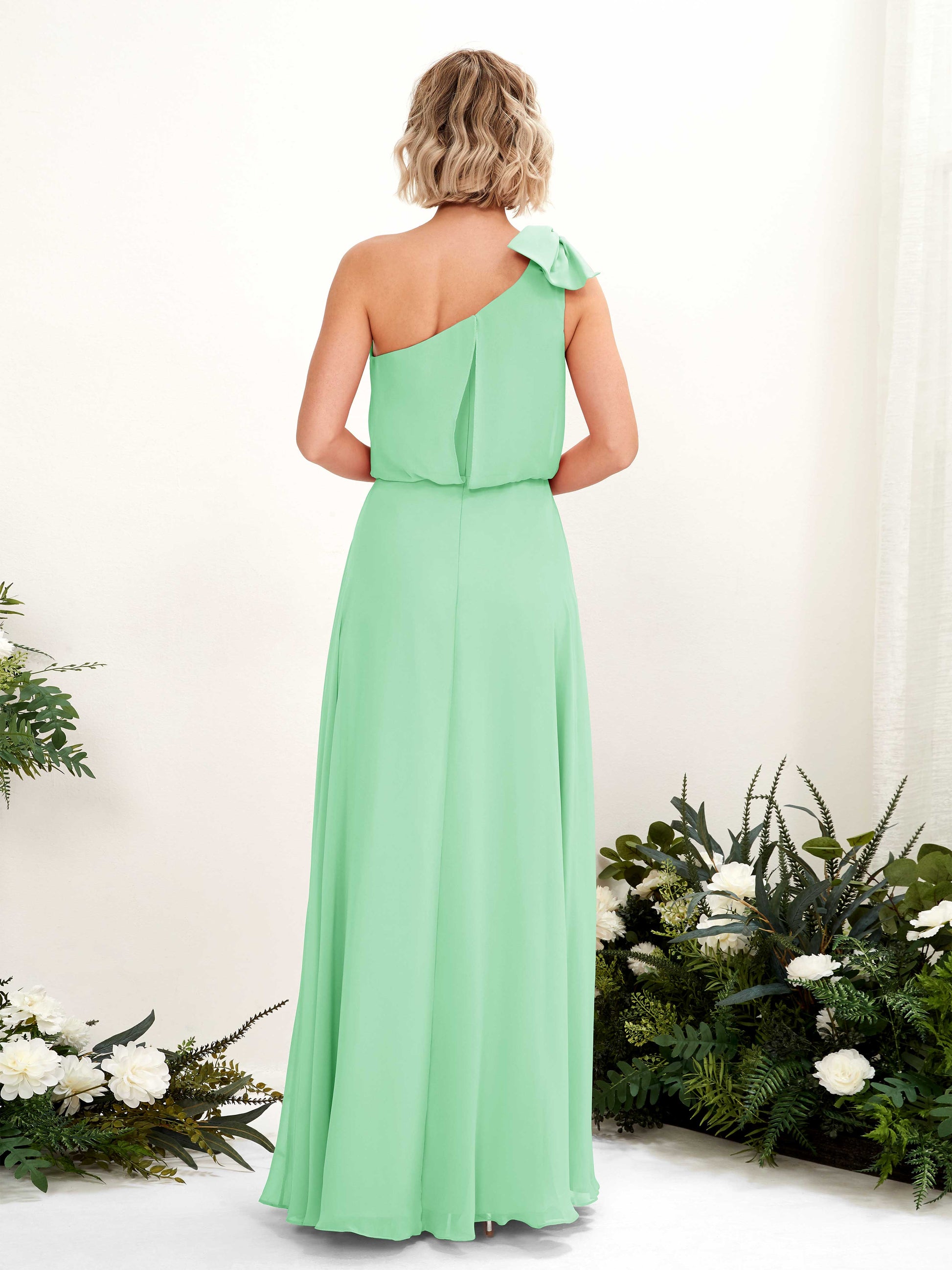 Laurel Mint Green One Shoulder Maxi Dress