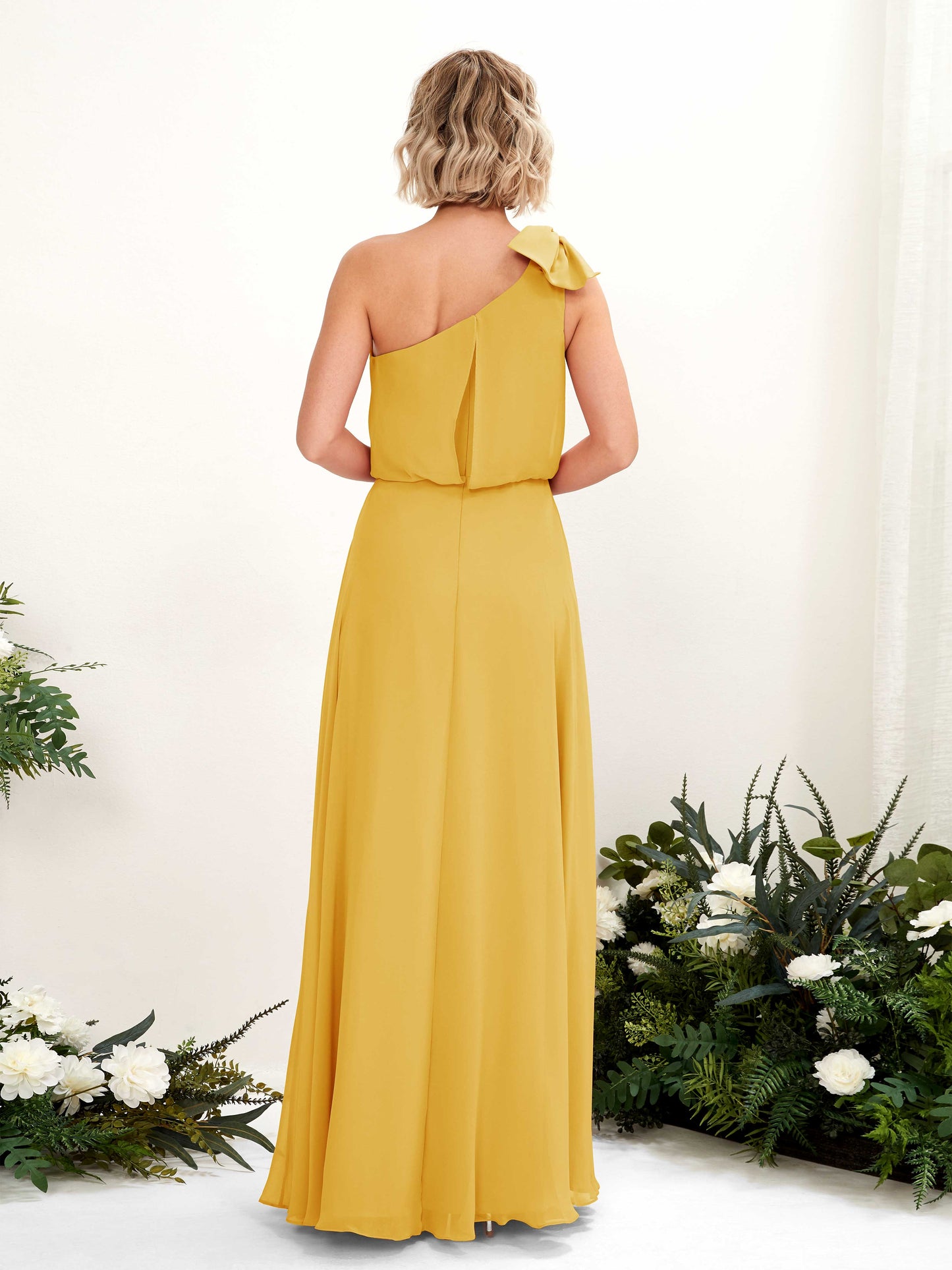 Laurel Mustard Yellow One Shoulder Maxi Dress