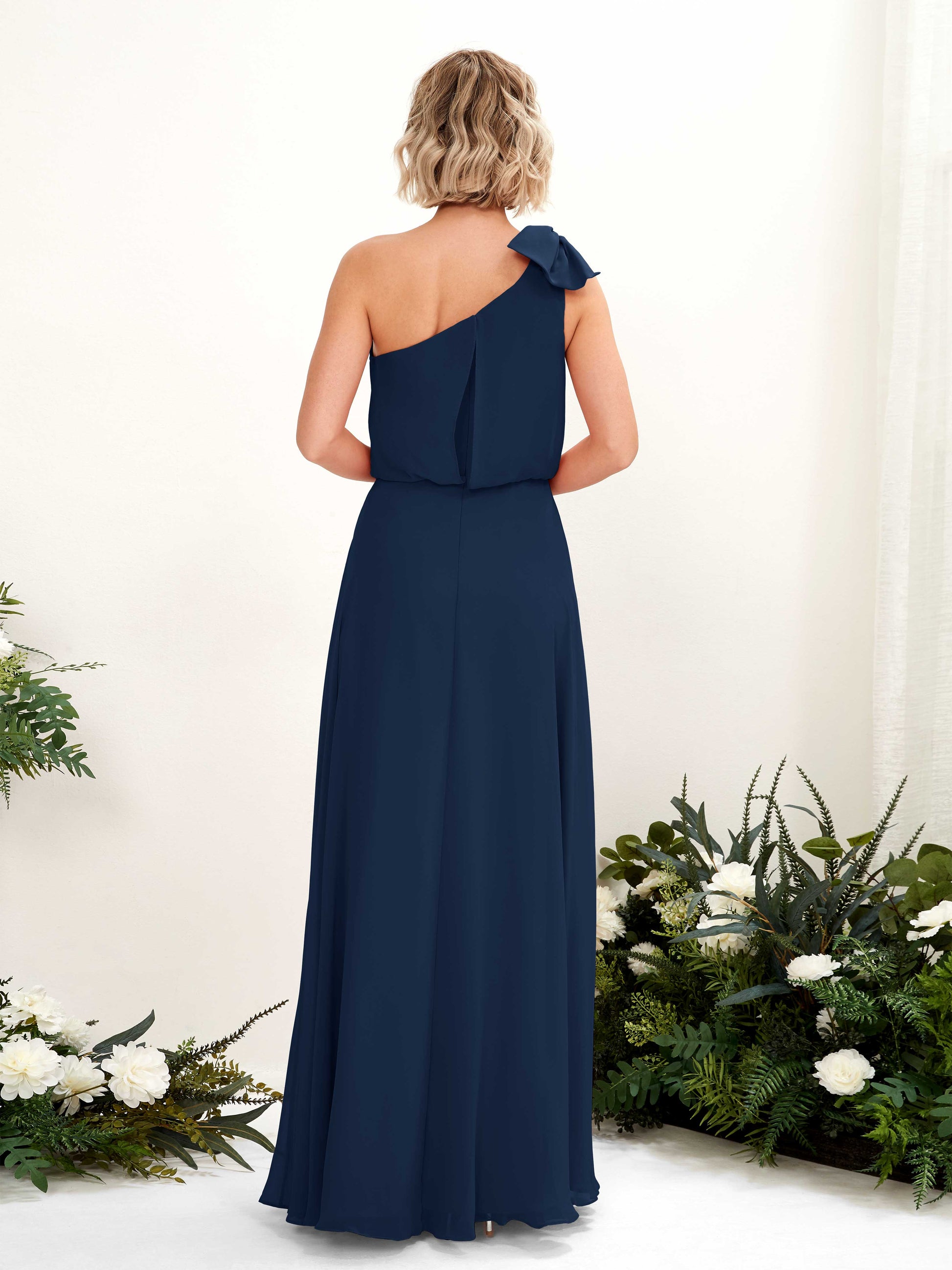 Laurel Navy One Shoulder Maxi Dress