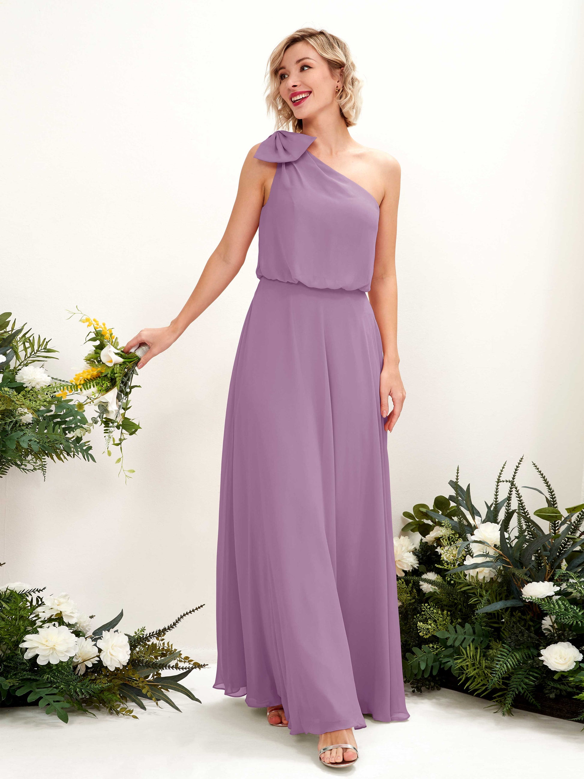 Laurel Orchid Mist One Shoulder Maxi Dress