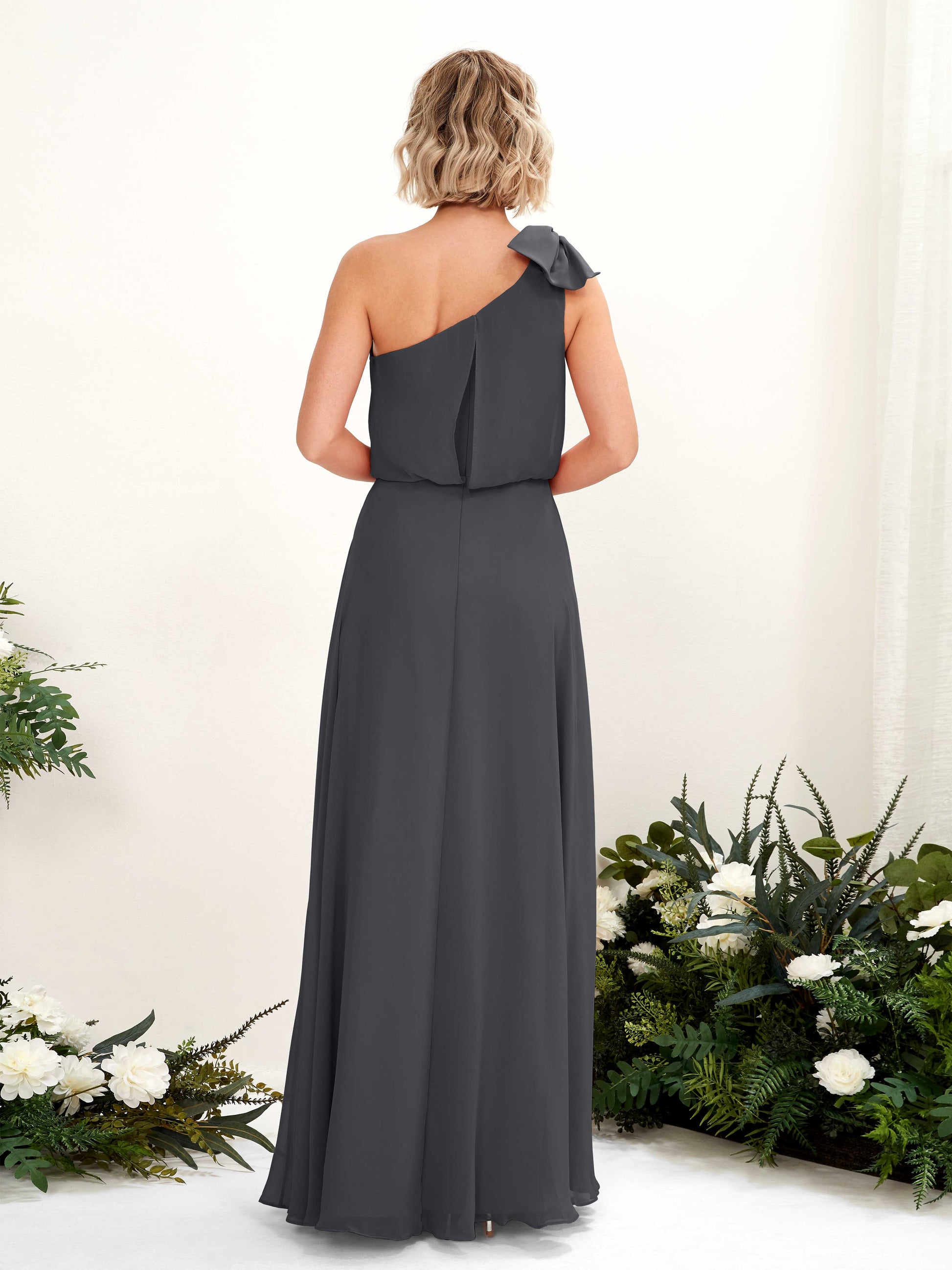 Laurel Pewter One Shoulder Maxi Dress