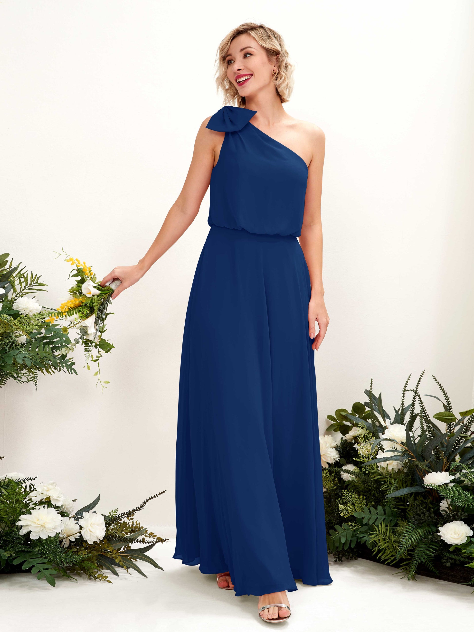 Laurel Royal Blue One Shoulder Maxi Dress