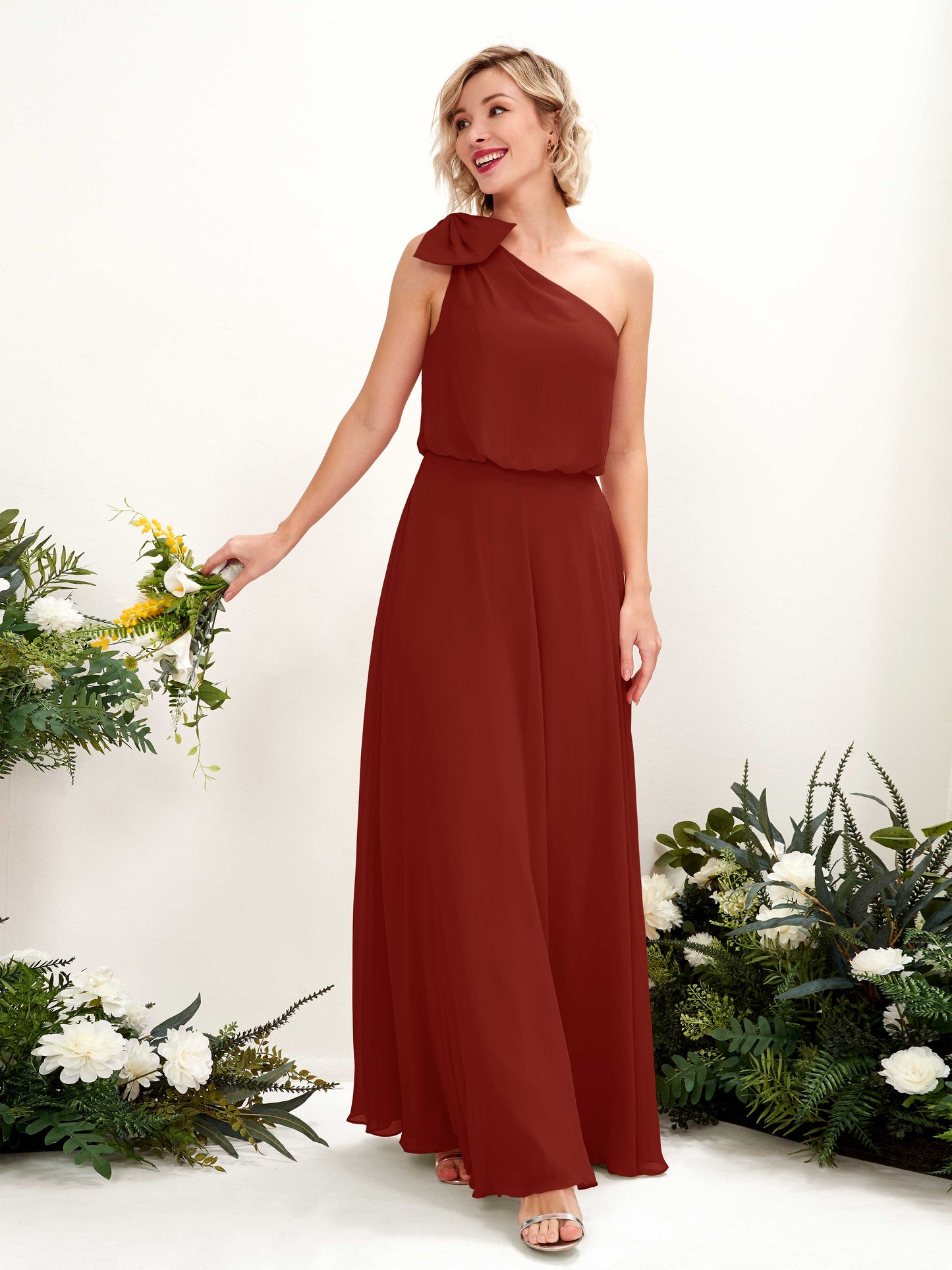 Laurel Rust One Shoulder Maxi Dress