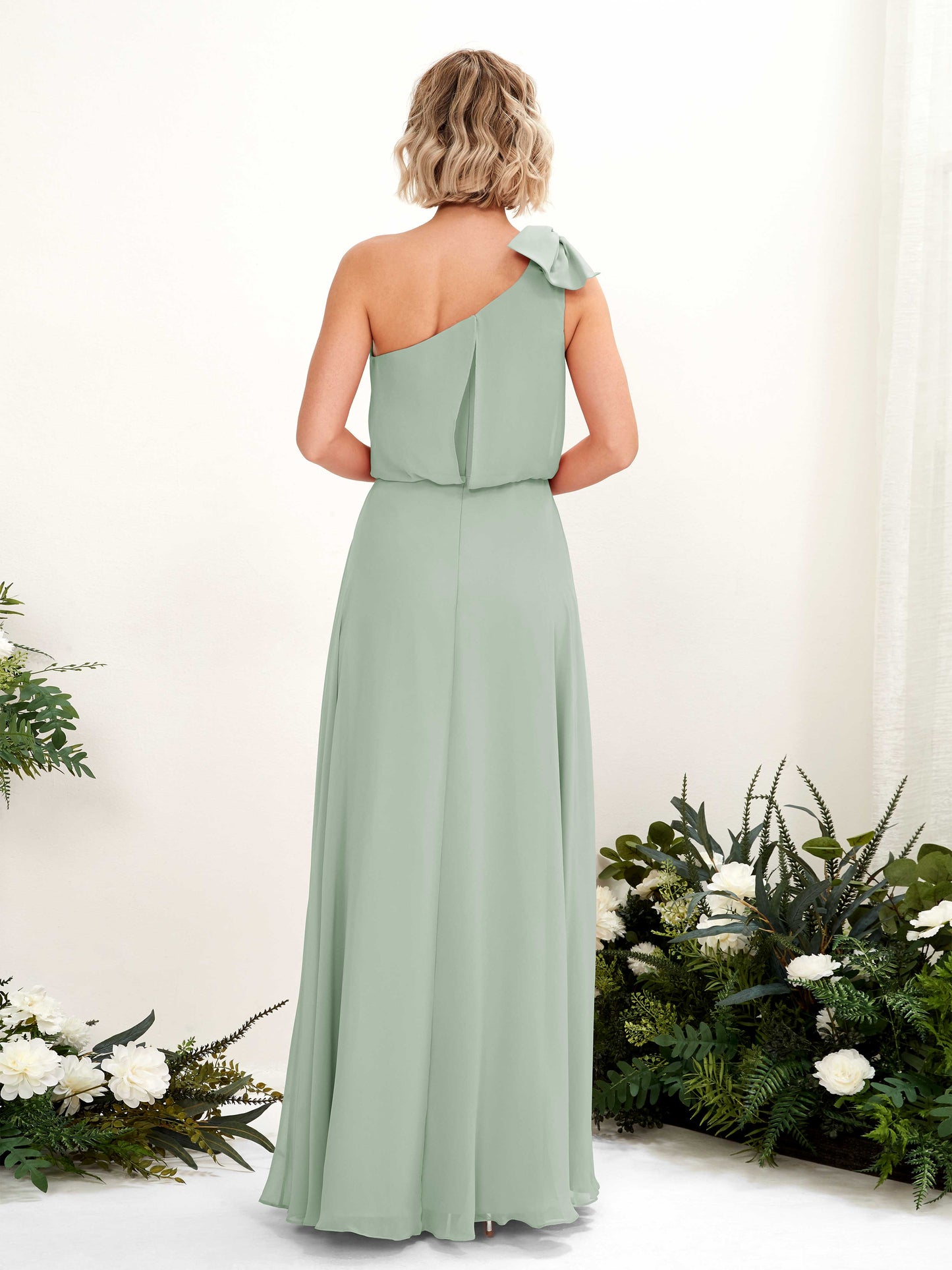 Laurel Sage Green One Shoulder Maxi Dress