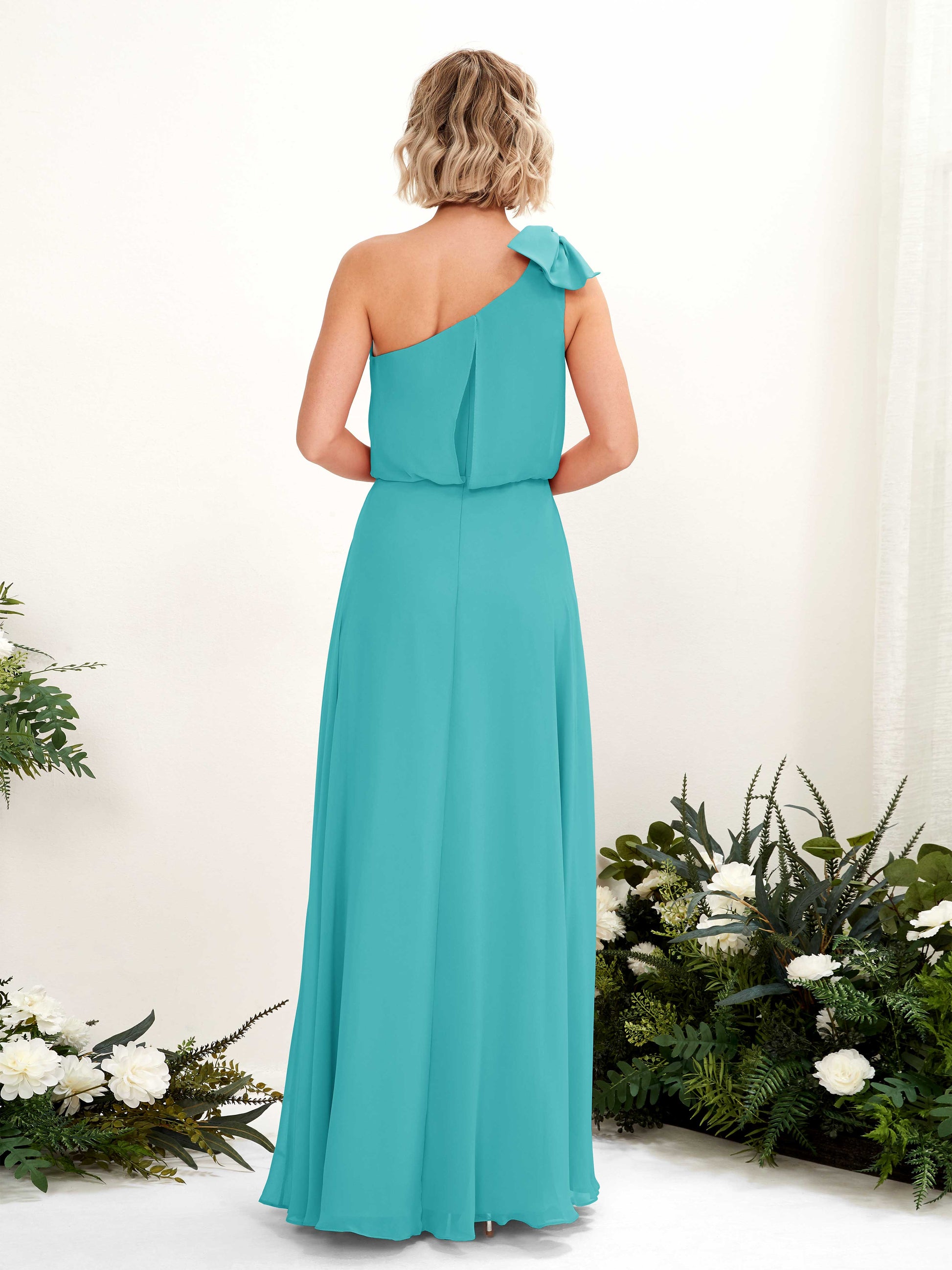 Laurel Turquoise One Shoulder Maxi Dress