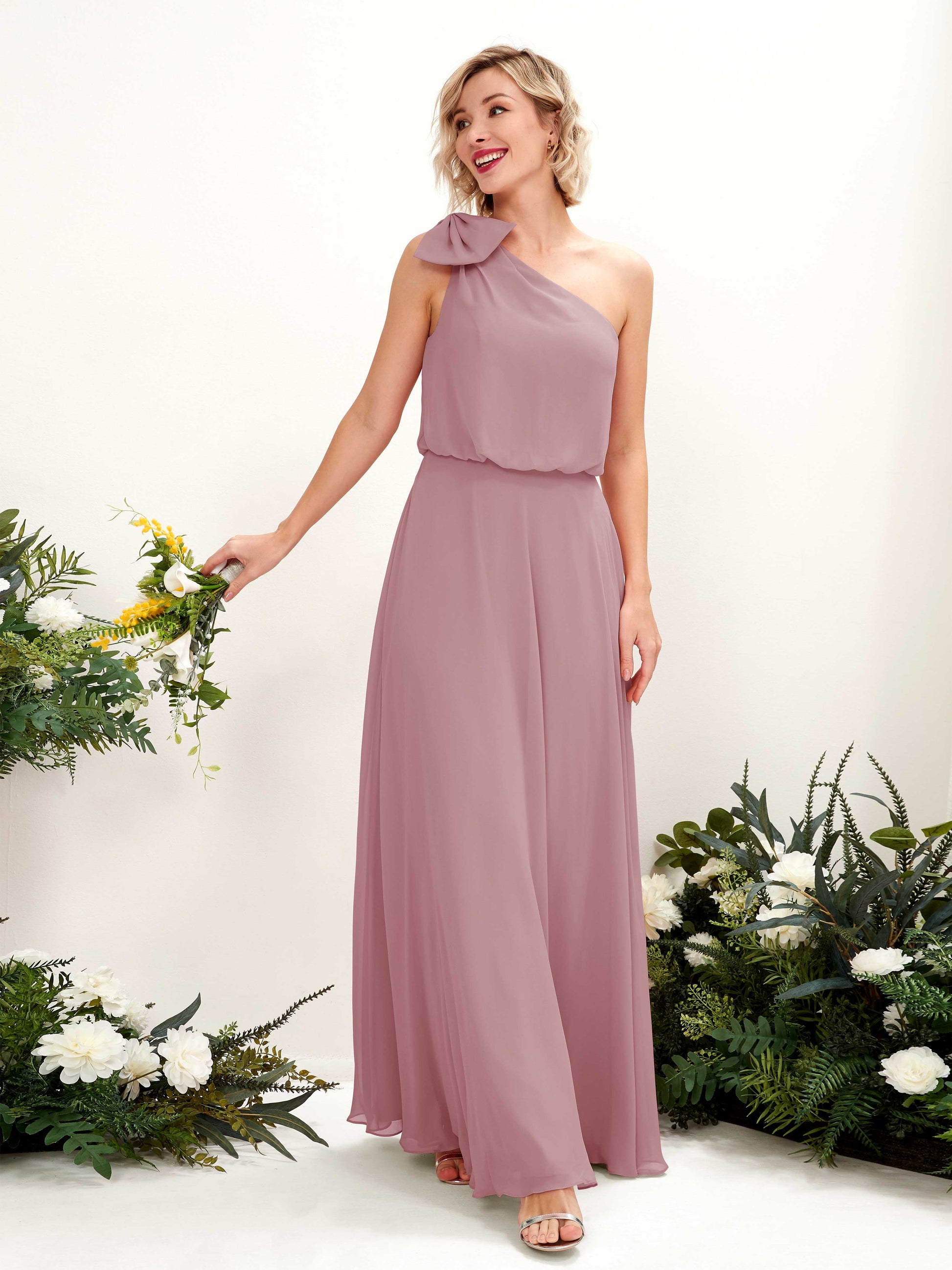 Laurel Vintage Mauve One Shoulder Maxi Dress