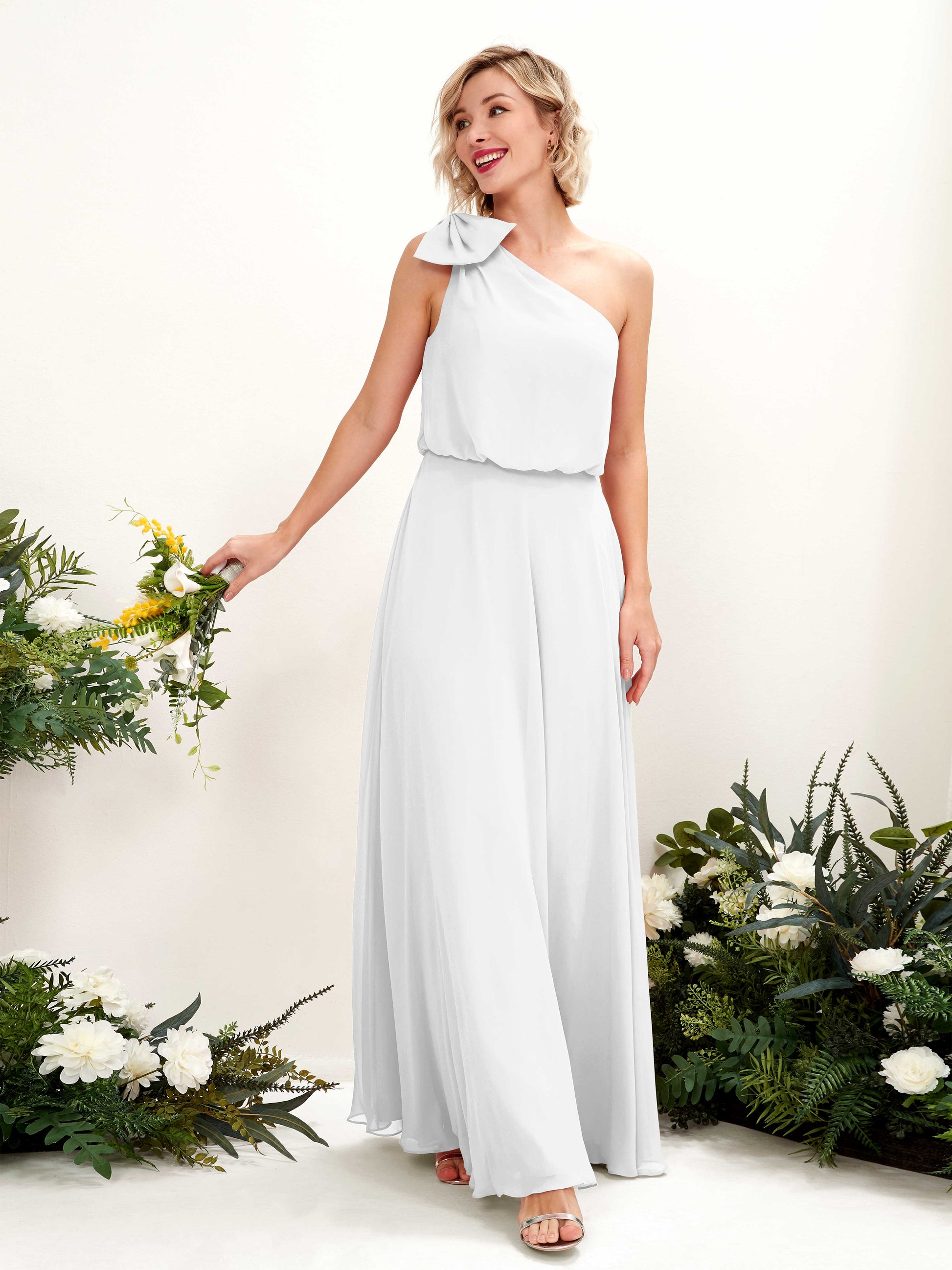 Laurel White One Shoulder Maxi Dress