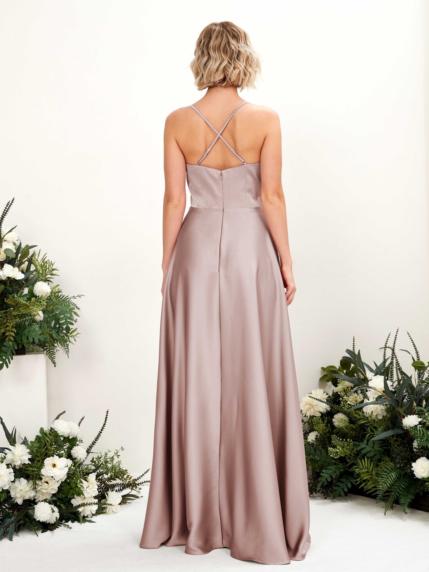 Lenoya Dusty Rose Satin Sleeveless Maxi Dress