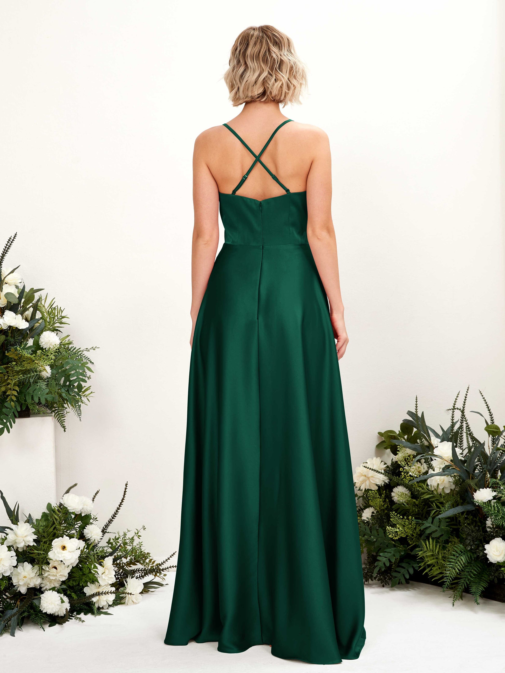 Lenoya Hunter Green Satin Sleeveless Maxi Dress