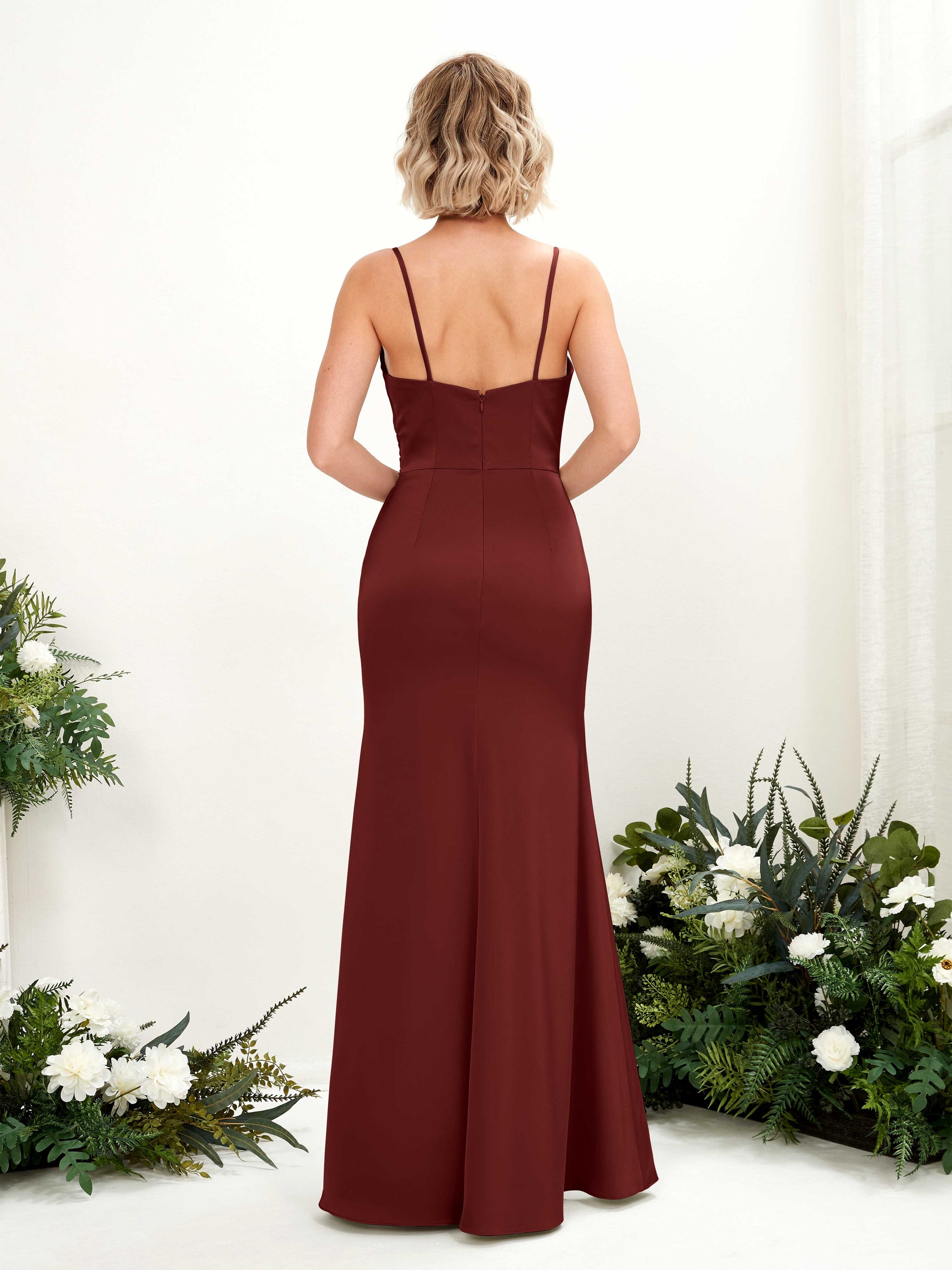 Lesley Burgundy Satin Sleeveless Maxi Dress