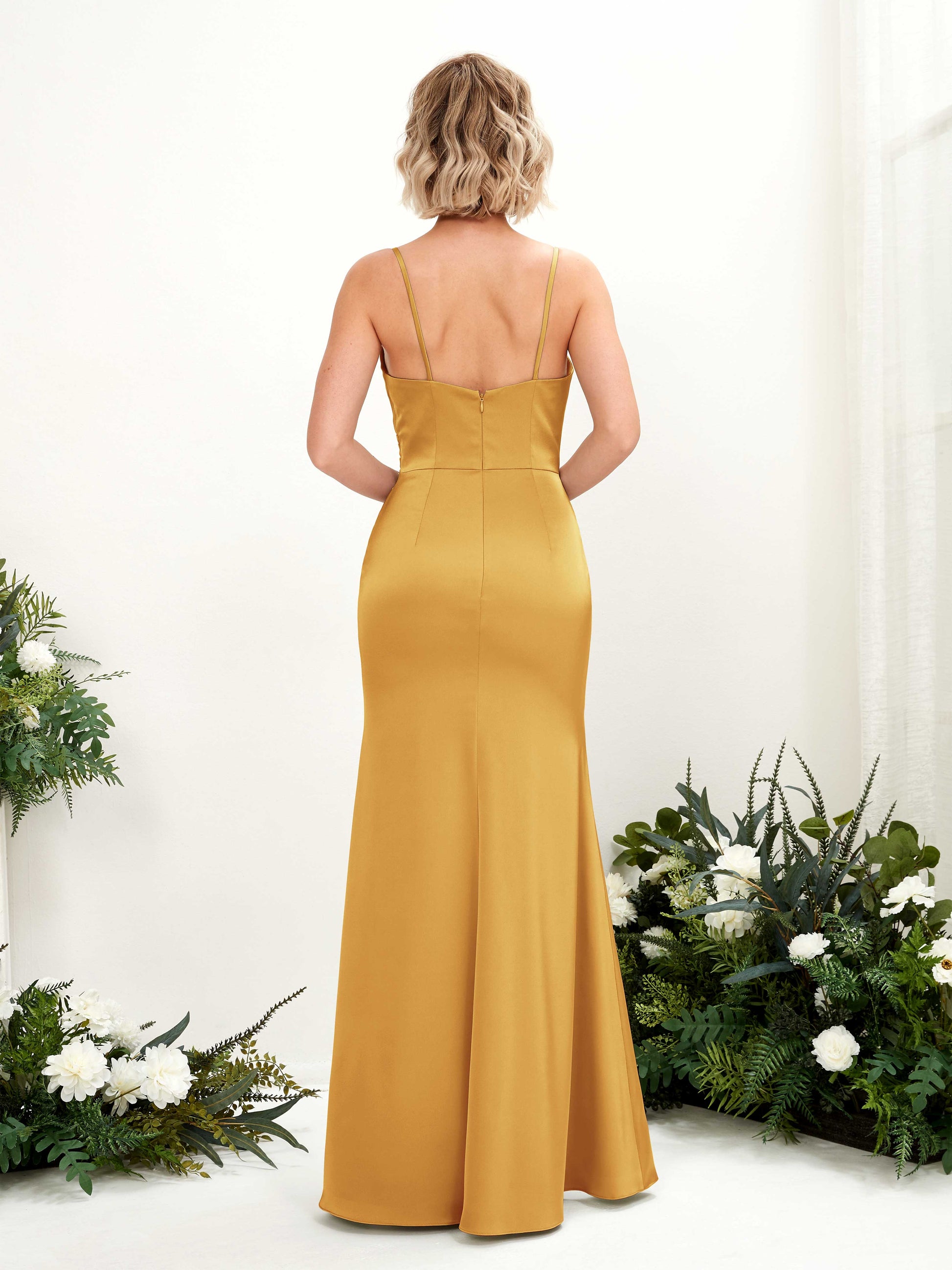 Lesley Canary Satin Sleeveless Maxi Dress