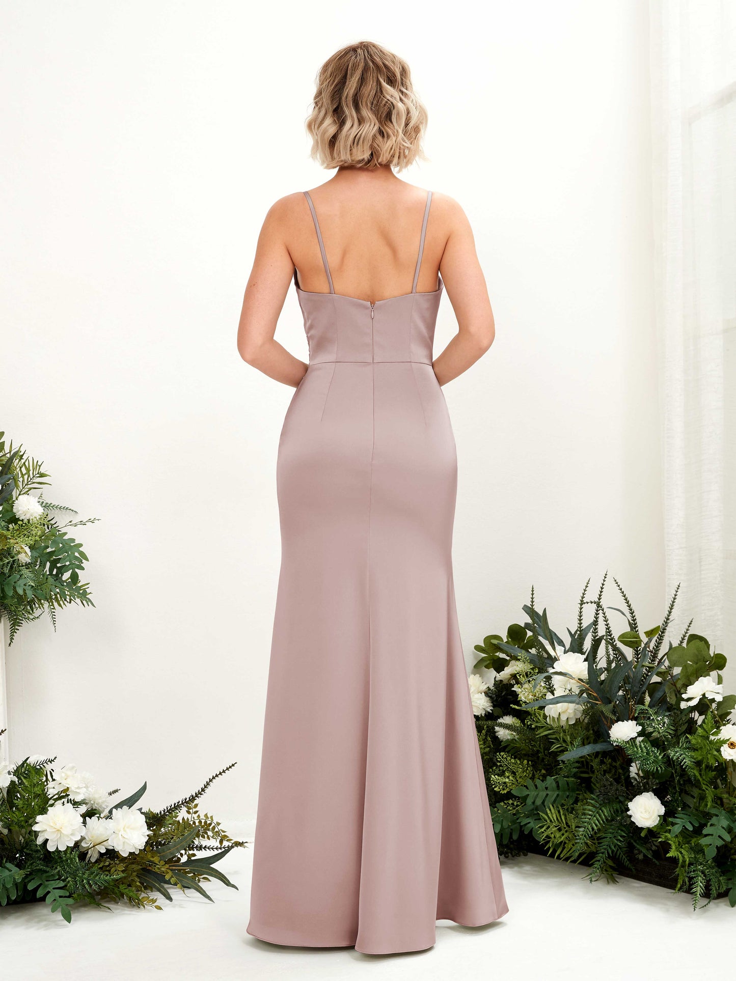 Lesley Dusty Rose Satin Sleeveless Maxi Dress