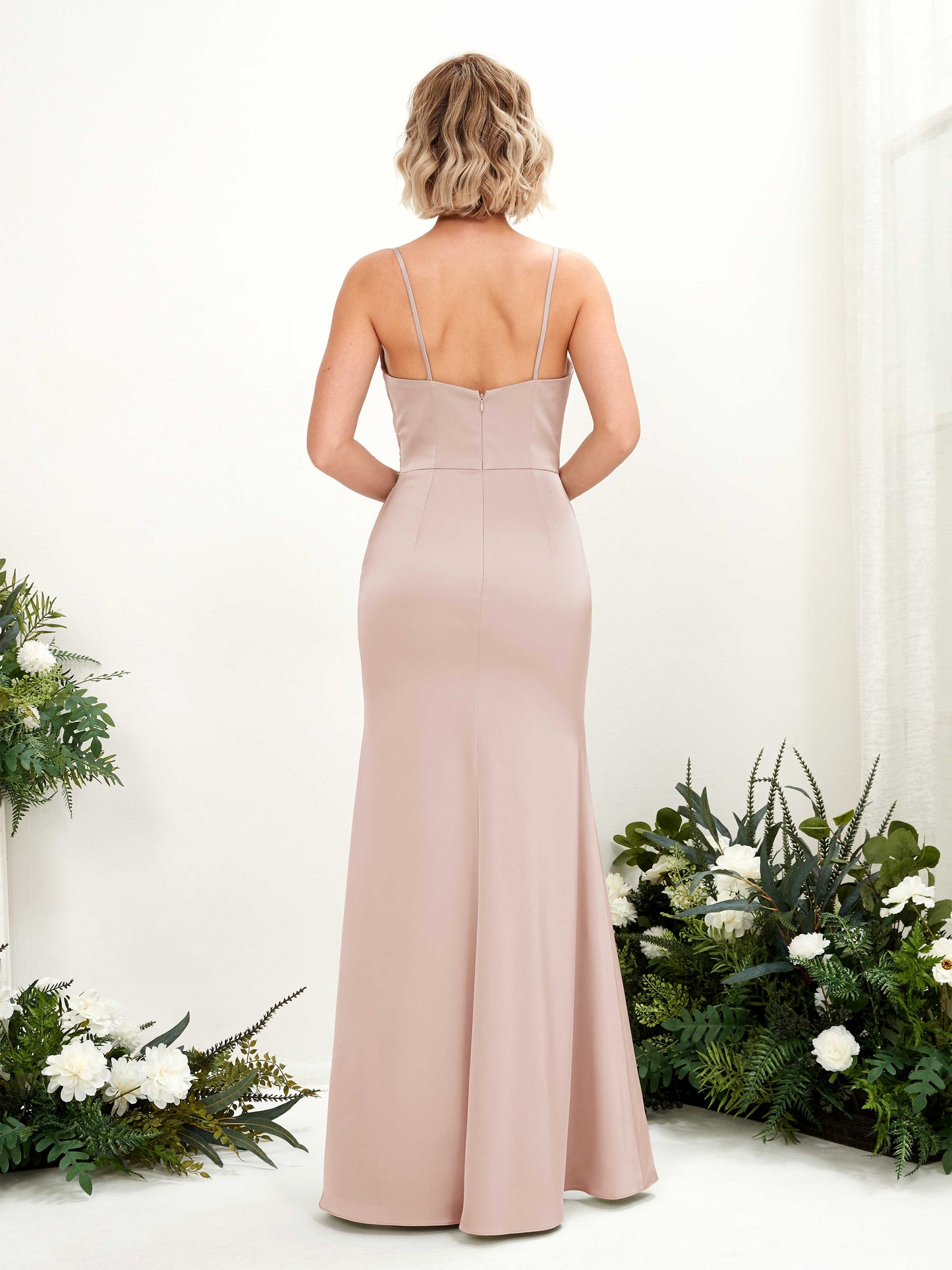 Lesley Pearl Pink Satin Sleeveless Maxi Dress