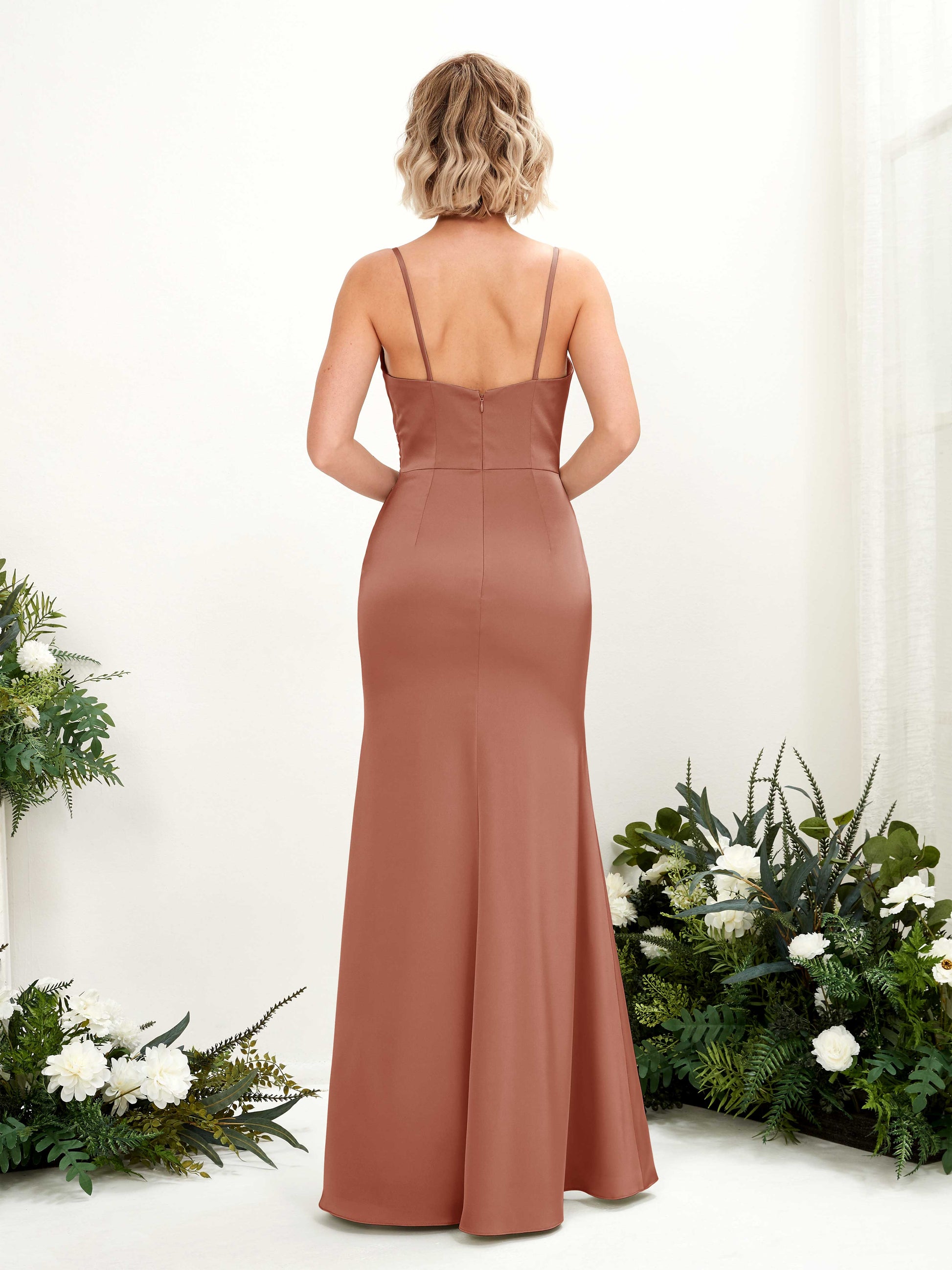 Lesley Raw Sienna Satin Sleeveless Maxi Dress