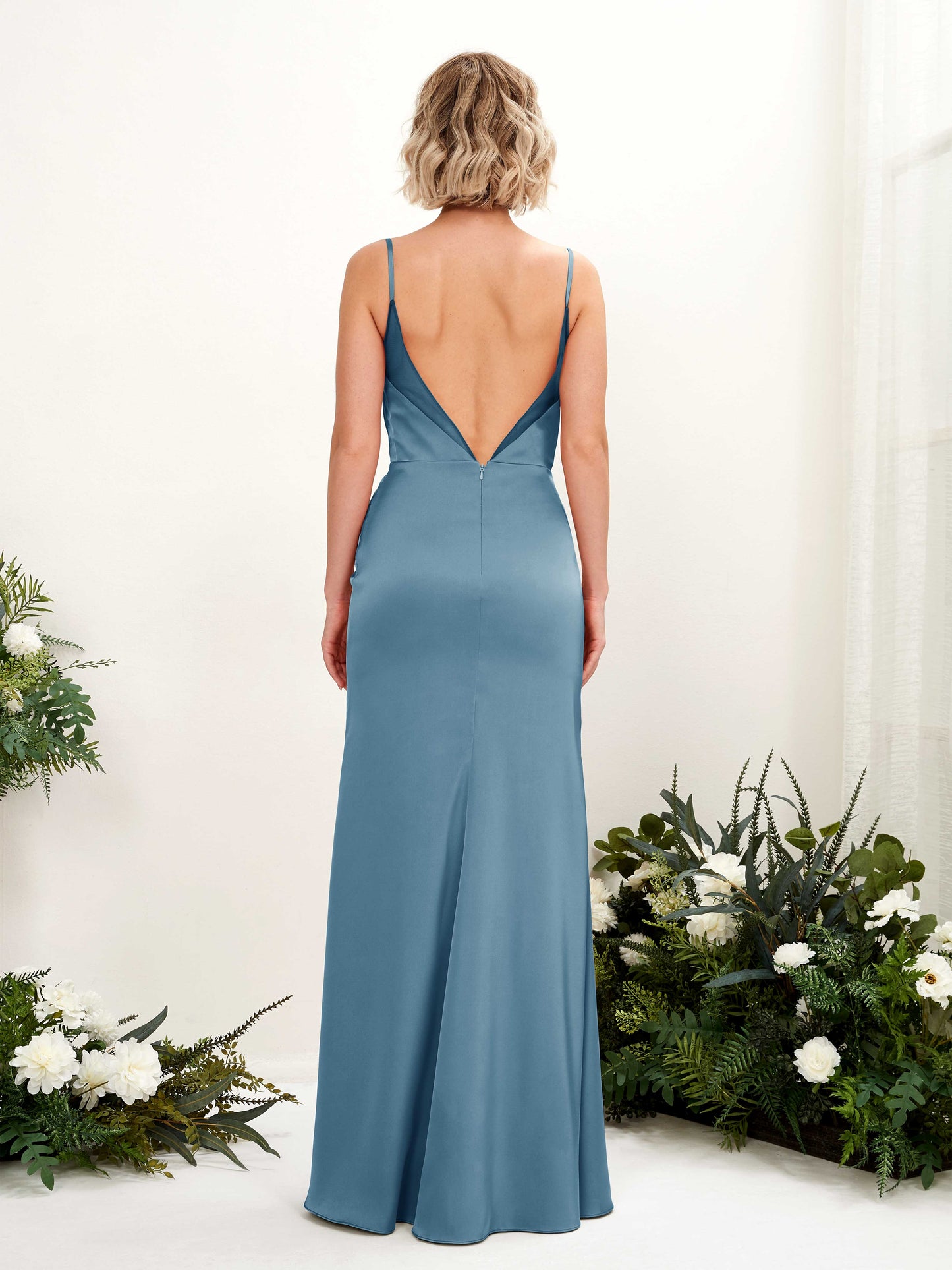 Letitia Ink blue Satin Sleeveless Maxi Dress