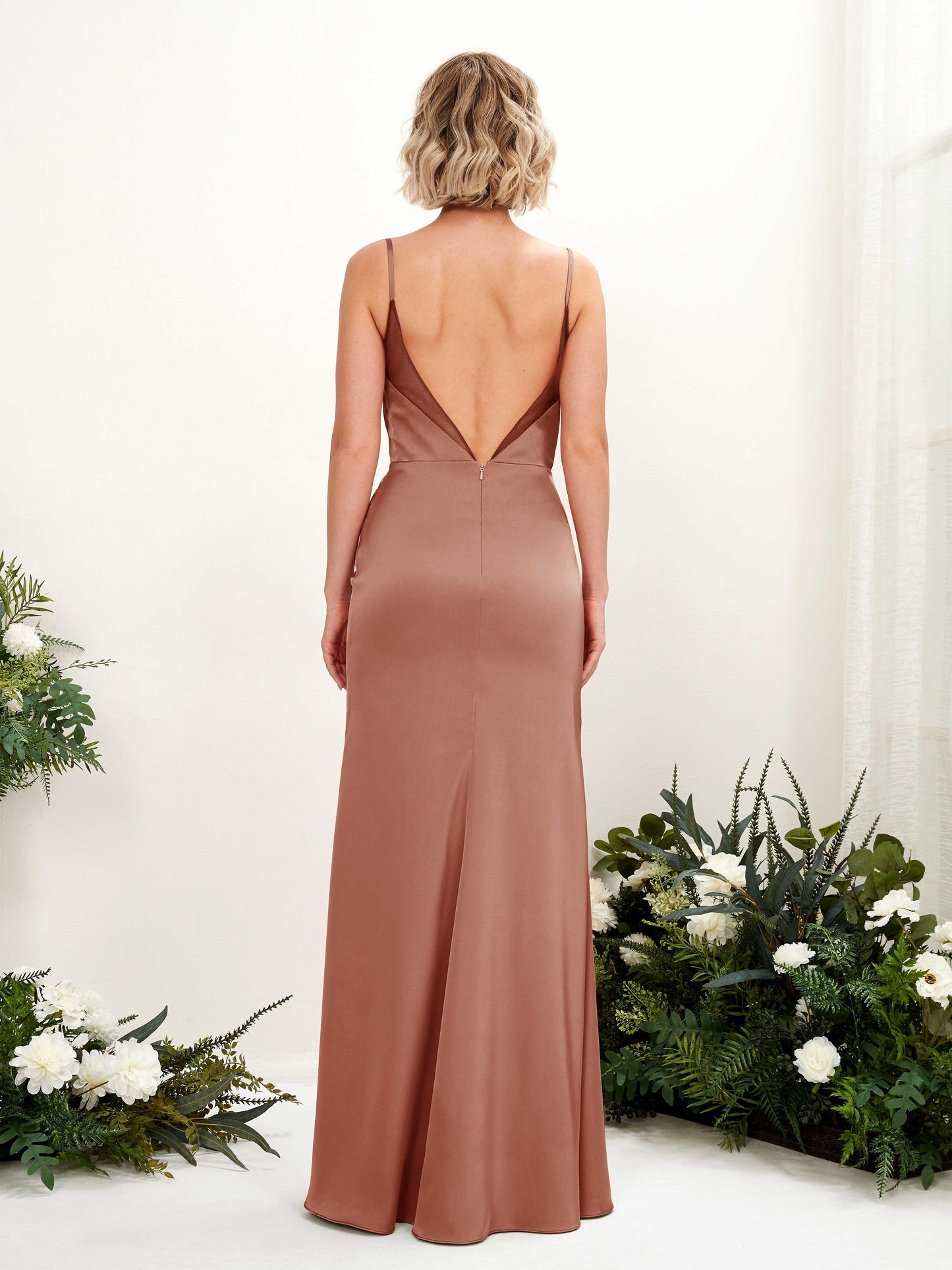 Letitia Raw Sienna Satin Sleeveless Maxi Dress