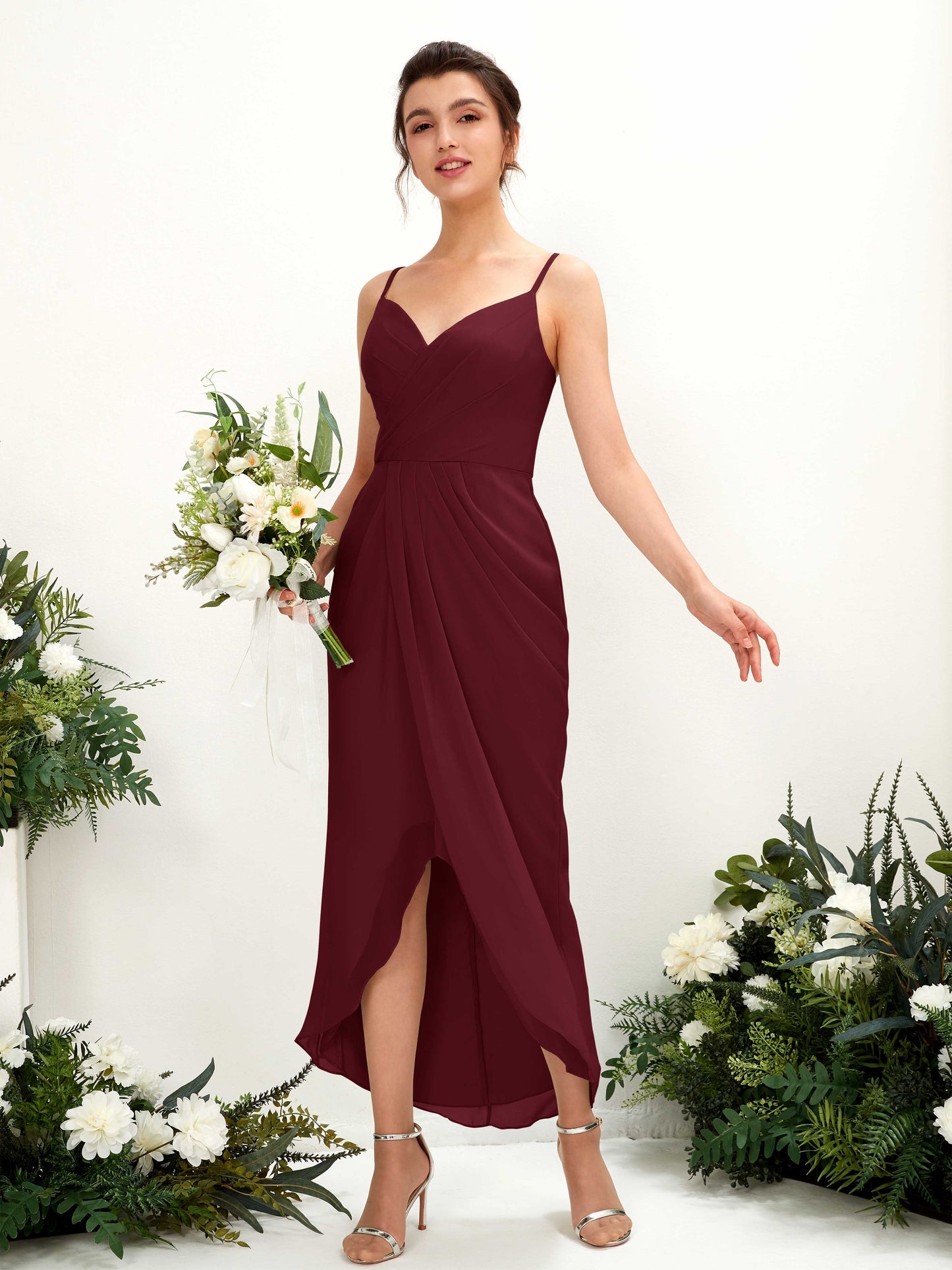 Liliane Burgundy Sleeveless Midi Dress